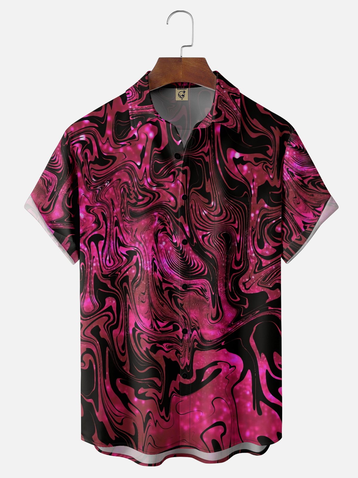 Moisture-wicking Gradient Geomatric Chest Pocket Casual Shirt