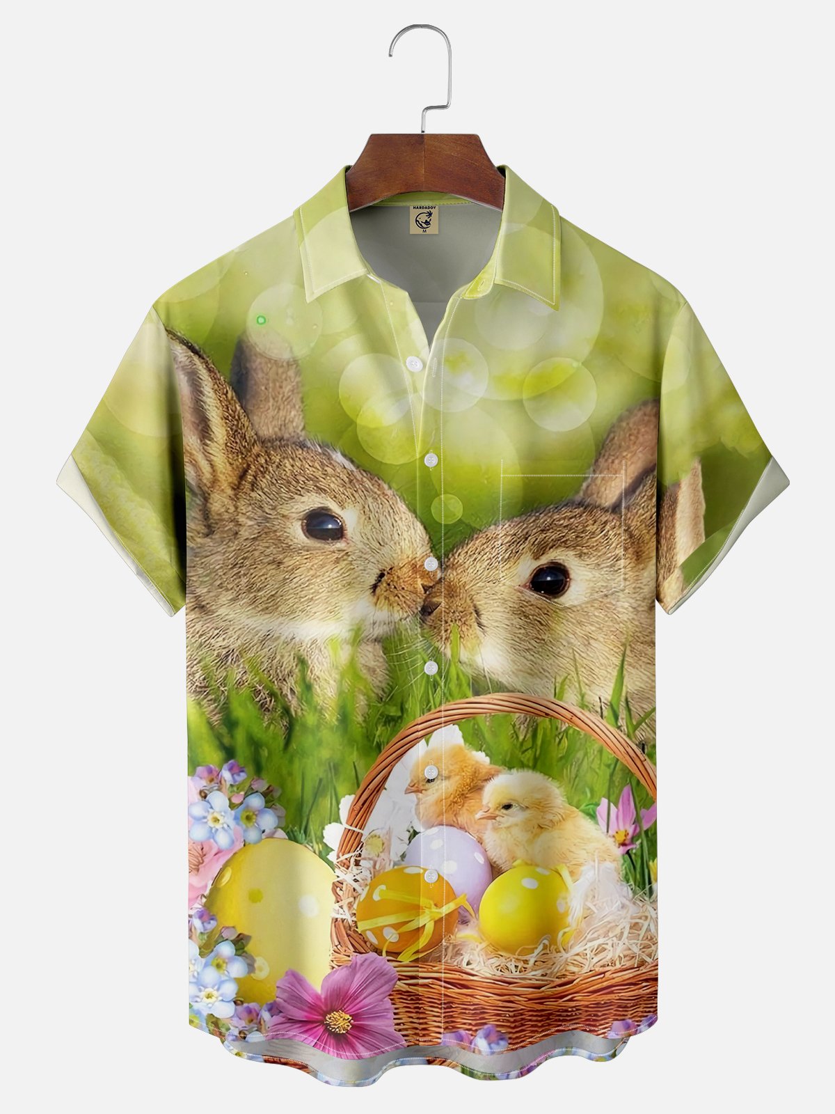 Moisture-wicking Easter Bunny Egg Chest Pocket Casual Shirt