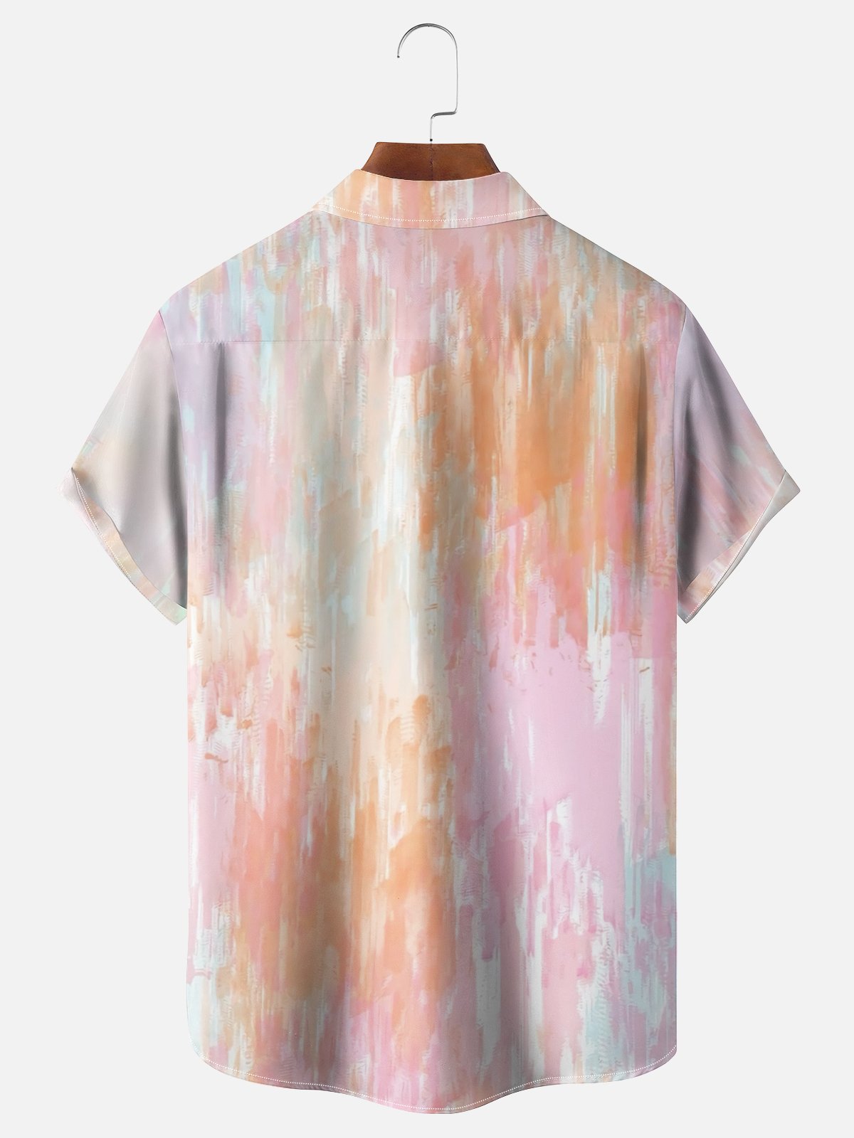 Moisture-wicking Dream Gradient Coconut Tree Cocktail Colorful Art Chest Pocket Hawaiian Shirt