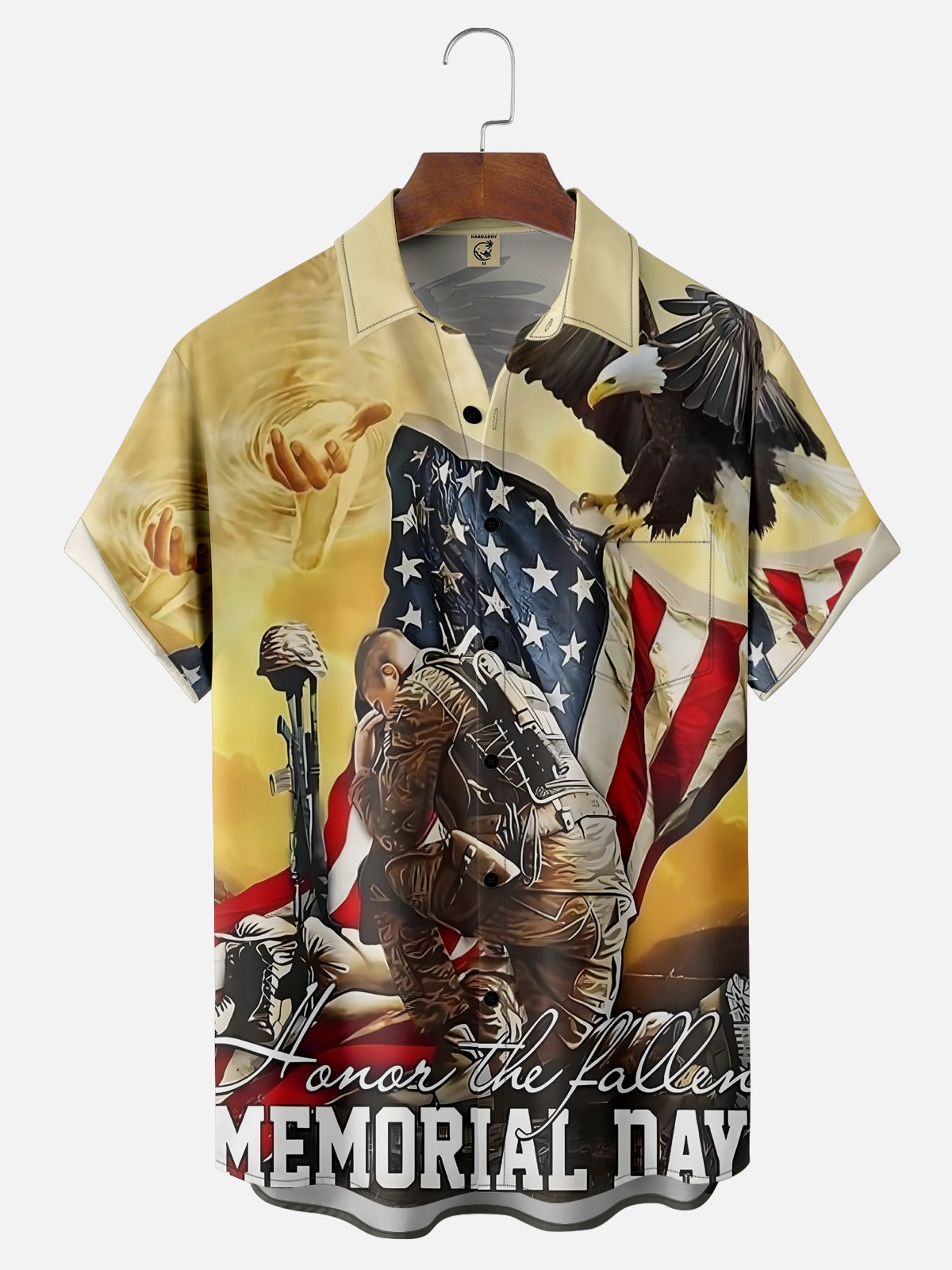 Moisture Wicking Memorial Day Chest Pocket Hawaiian Shirt