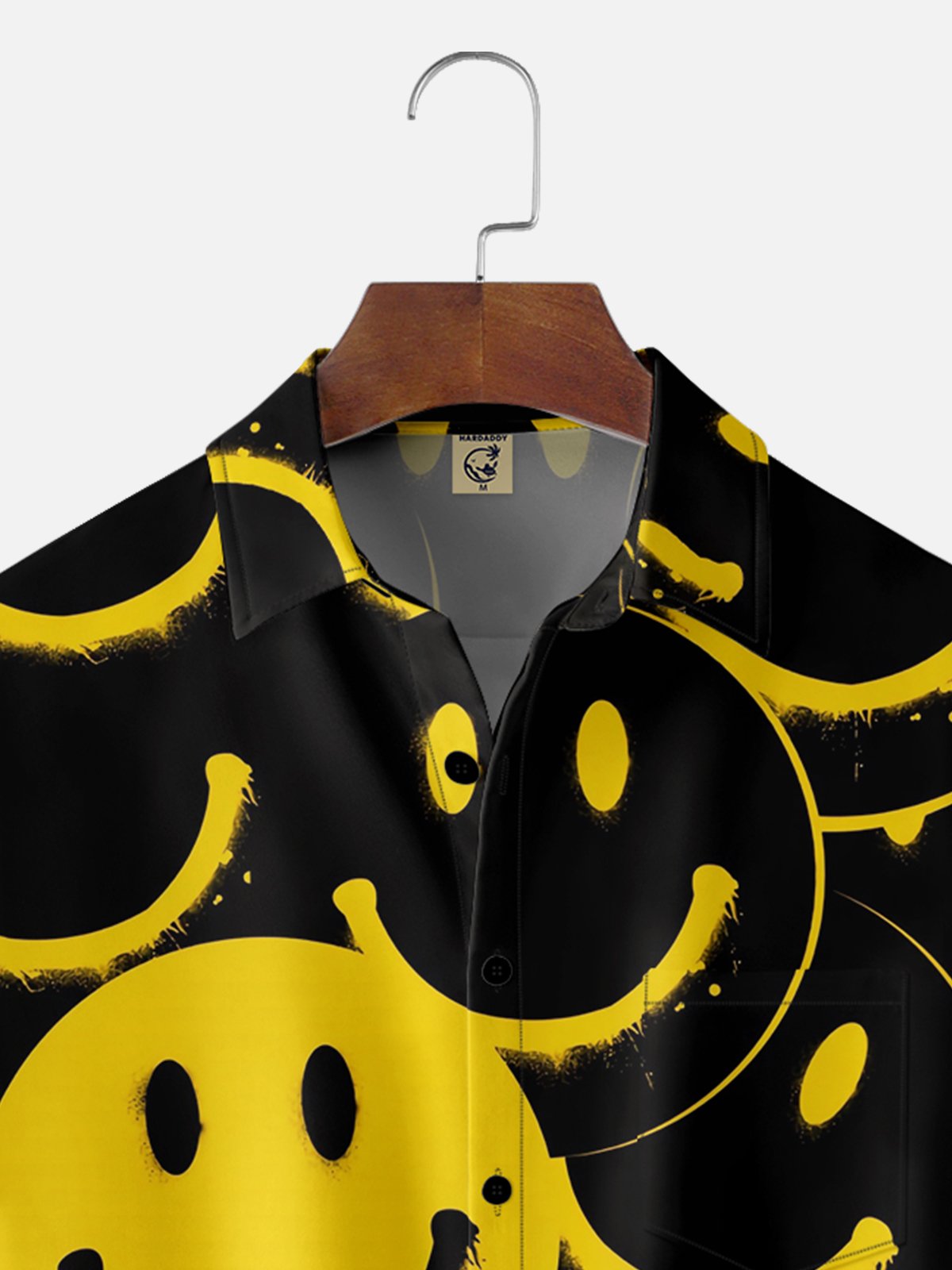 Moisture Wicking Smiley Face Chest Pocket Hawaiian Shirt
