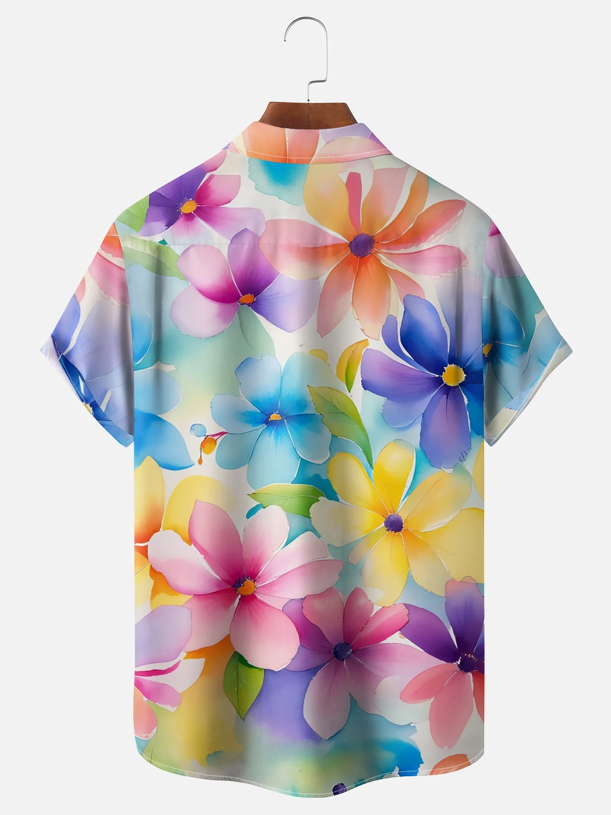 Moisture Wicking Ombre Floral Chest Pocket Hawaiian Shirt