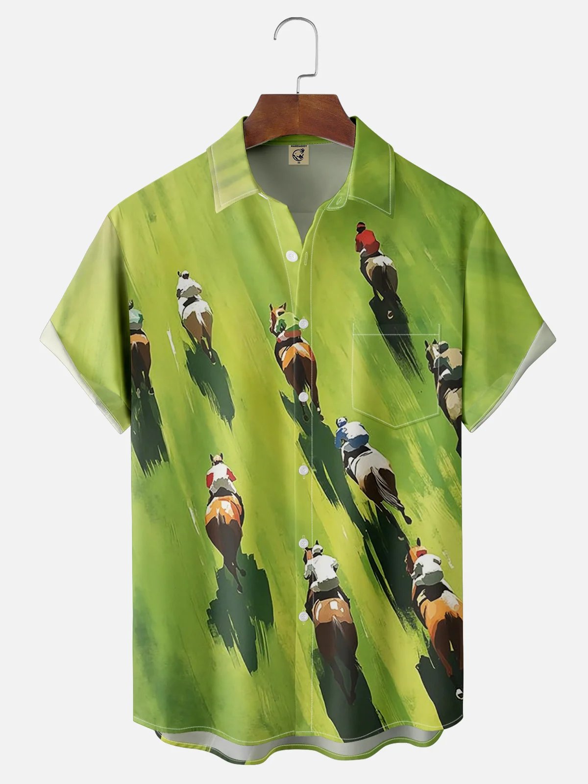 Moisture-wicking Kentucky Derby Horse Chest Pocket Casual Shirt
