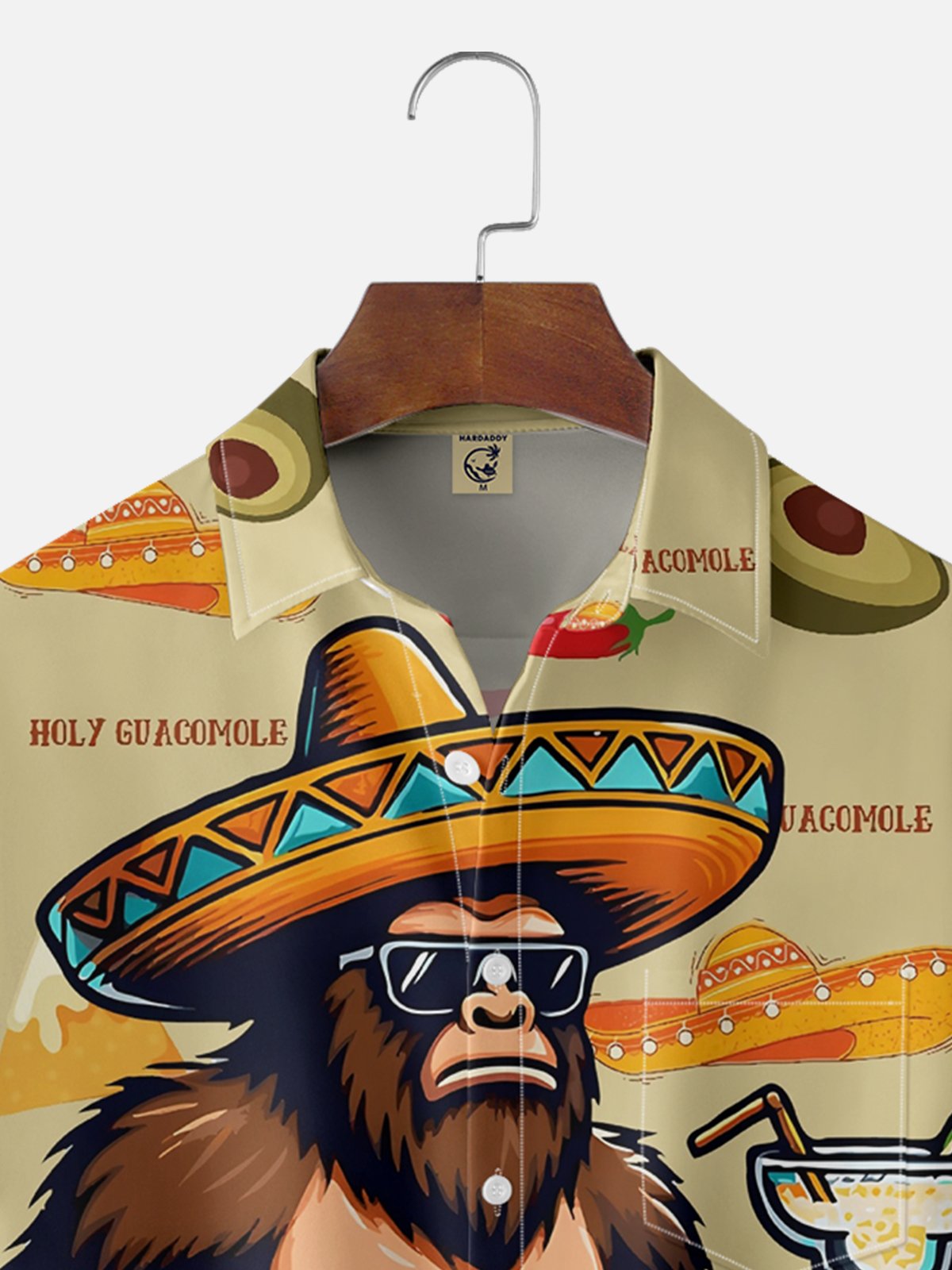 Moisture Wicking Cinco De Mayo Taco Guitar Hat Bigfoot Chest Pocket Hawaiian Shirt