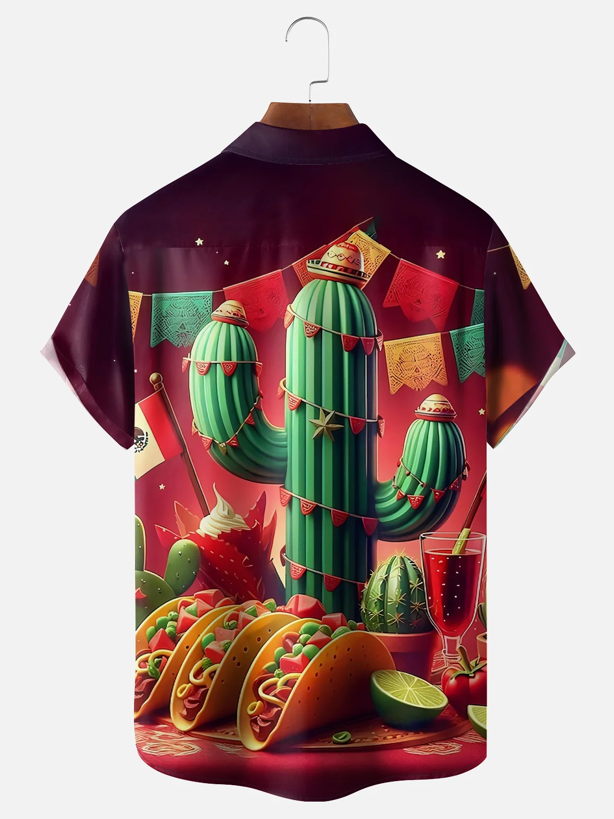 Moisture-wicking Happy Cinco de Mayo Cactus TACO Red Chest Pocket Casual Shirt