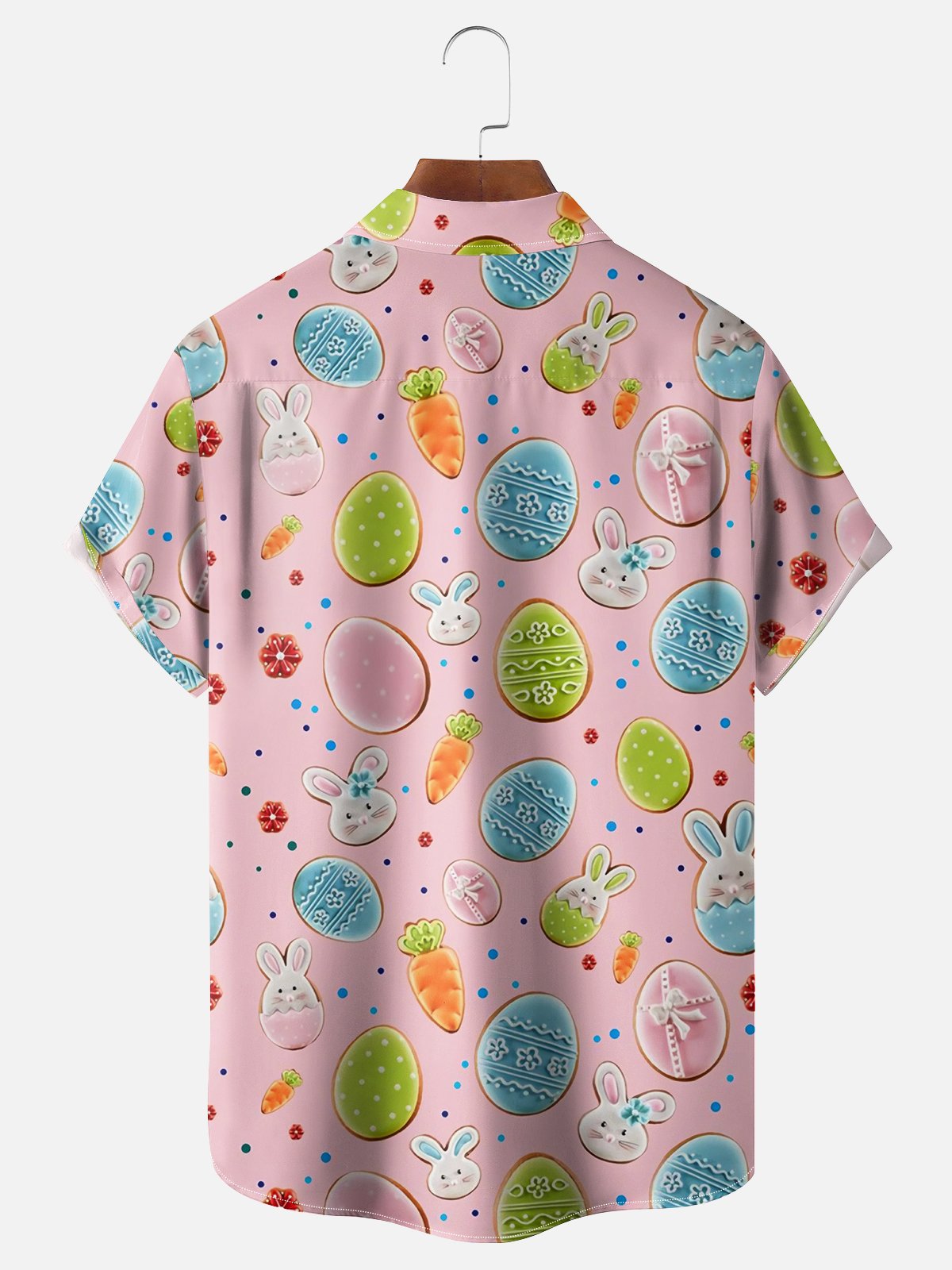 Moisture-wicking Easter Bunny Egg Cookies Chest Pocket Casual Shirt