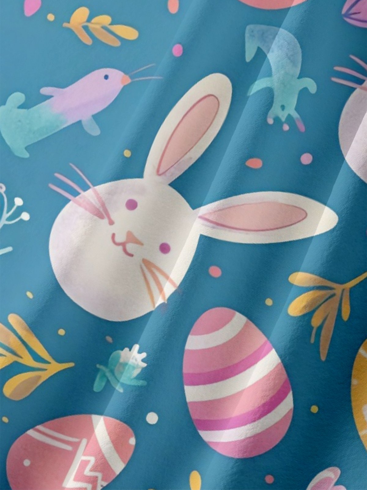 Moisture-wicking Easter Bunny Eggs Chest Pocket Casual Shirt