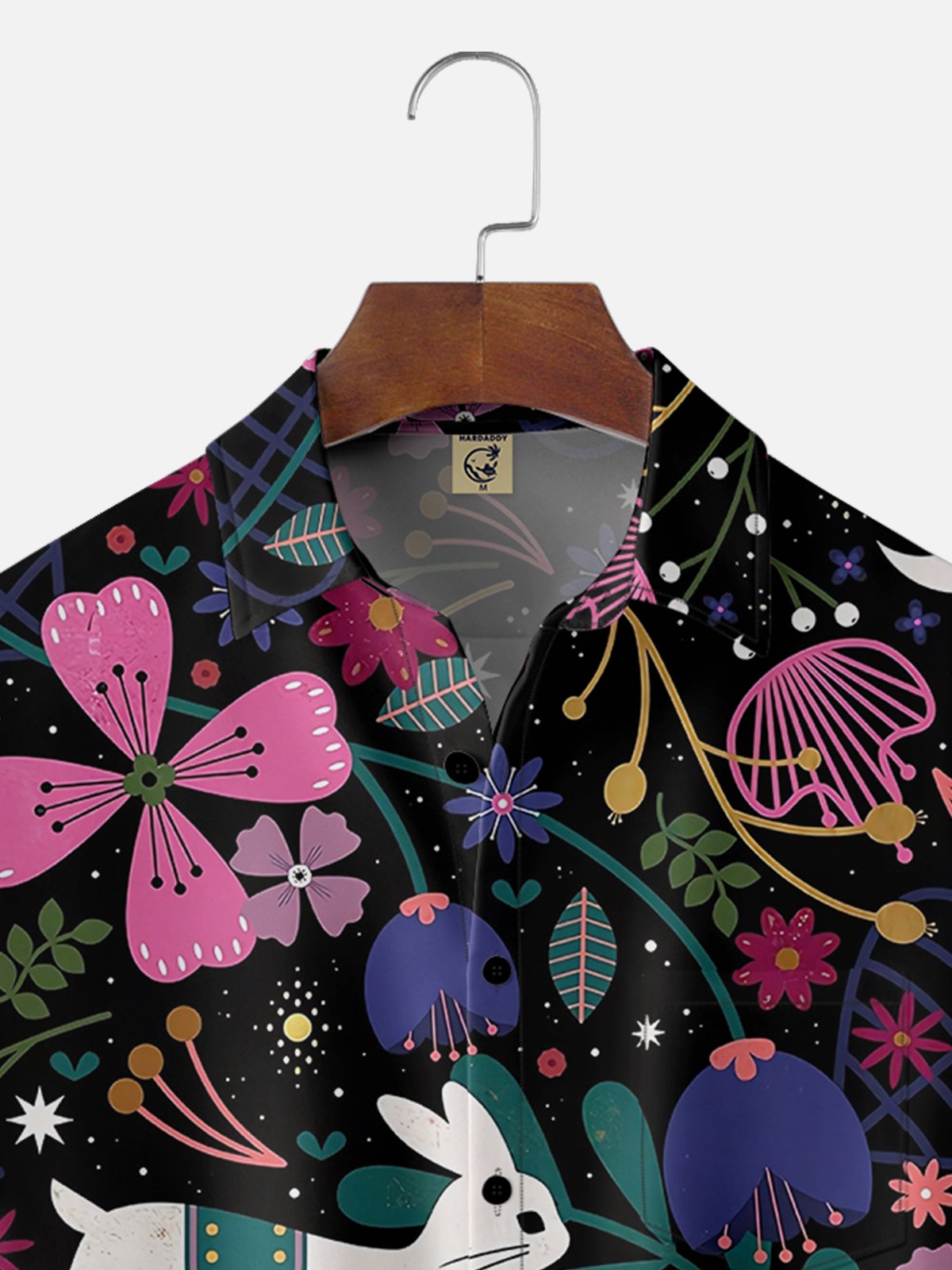 Moisture-wicking Easter Fun Bunny Art Chest Pocket Casual Shirt