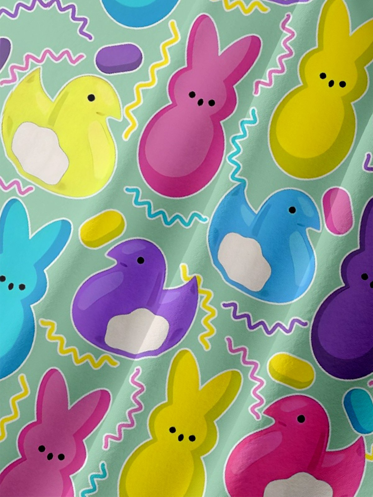 Moisture-wicking Easter Bunny Marshmallow Confection Chest Pocket Casual Shirt