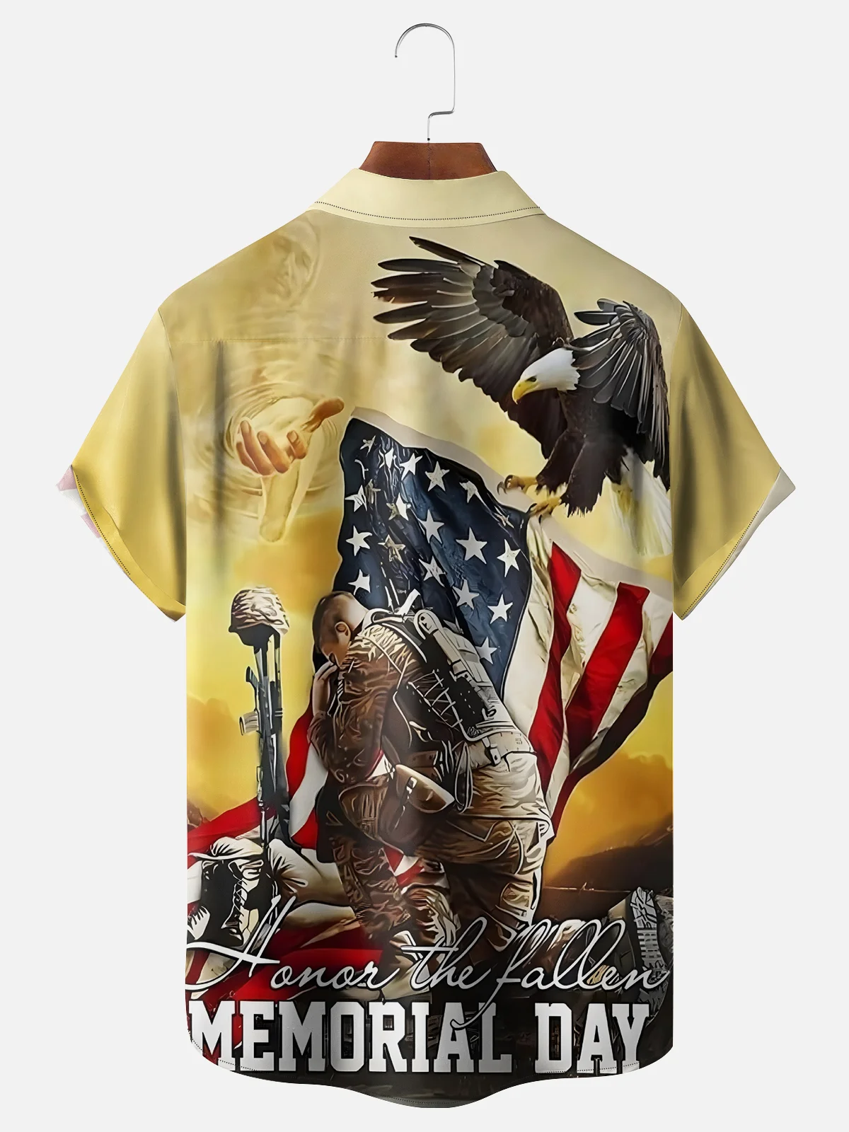 Moisture Wicking Memorial Day Chest Pocket Hawaiian Shirt