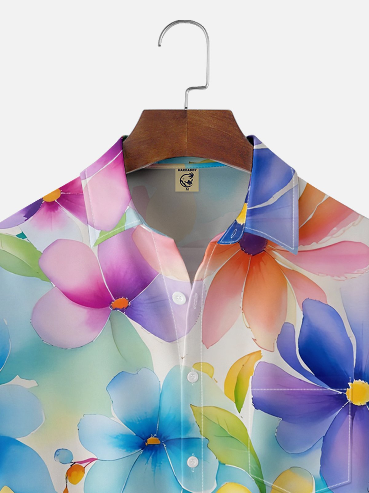 Moisture Wicking Ombre Floral Chest Pocket Hawaiian Shirt