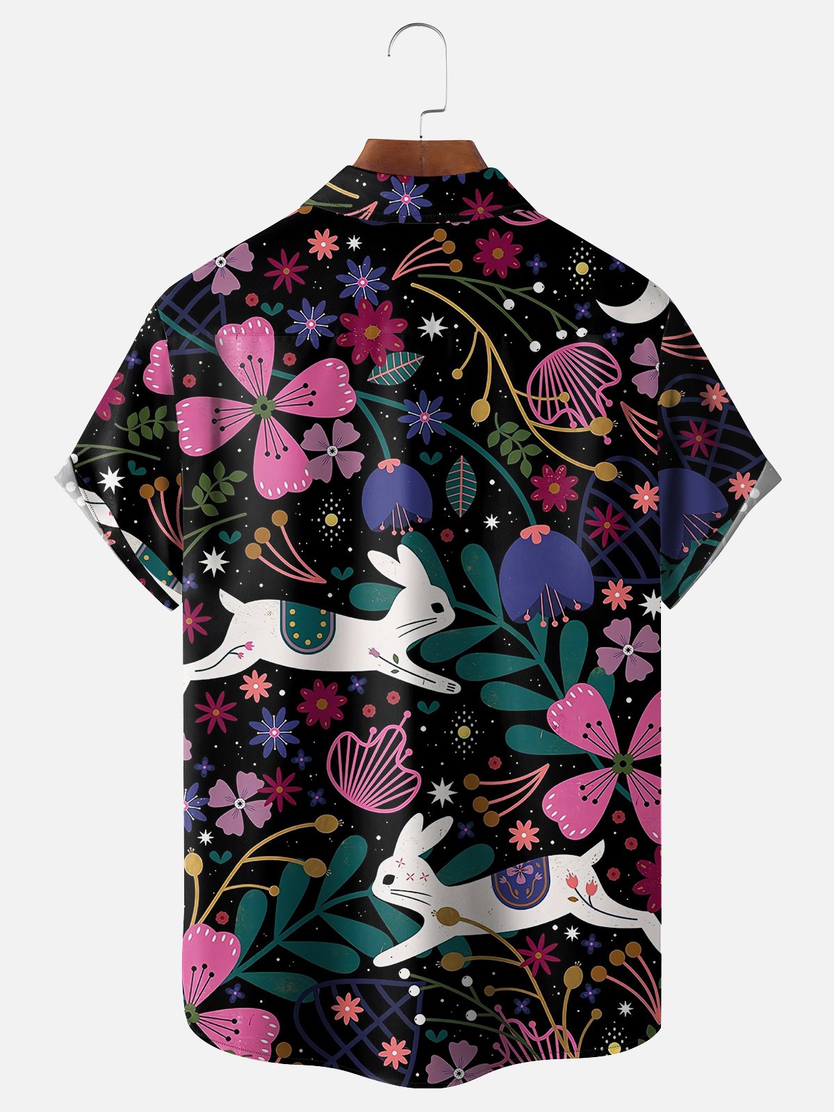 Moisture-wicking Easter Fun Bunny Art Chest Pocket Casual Shirt