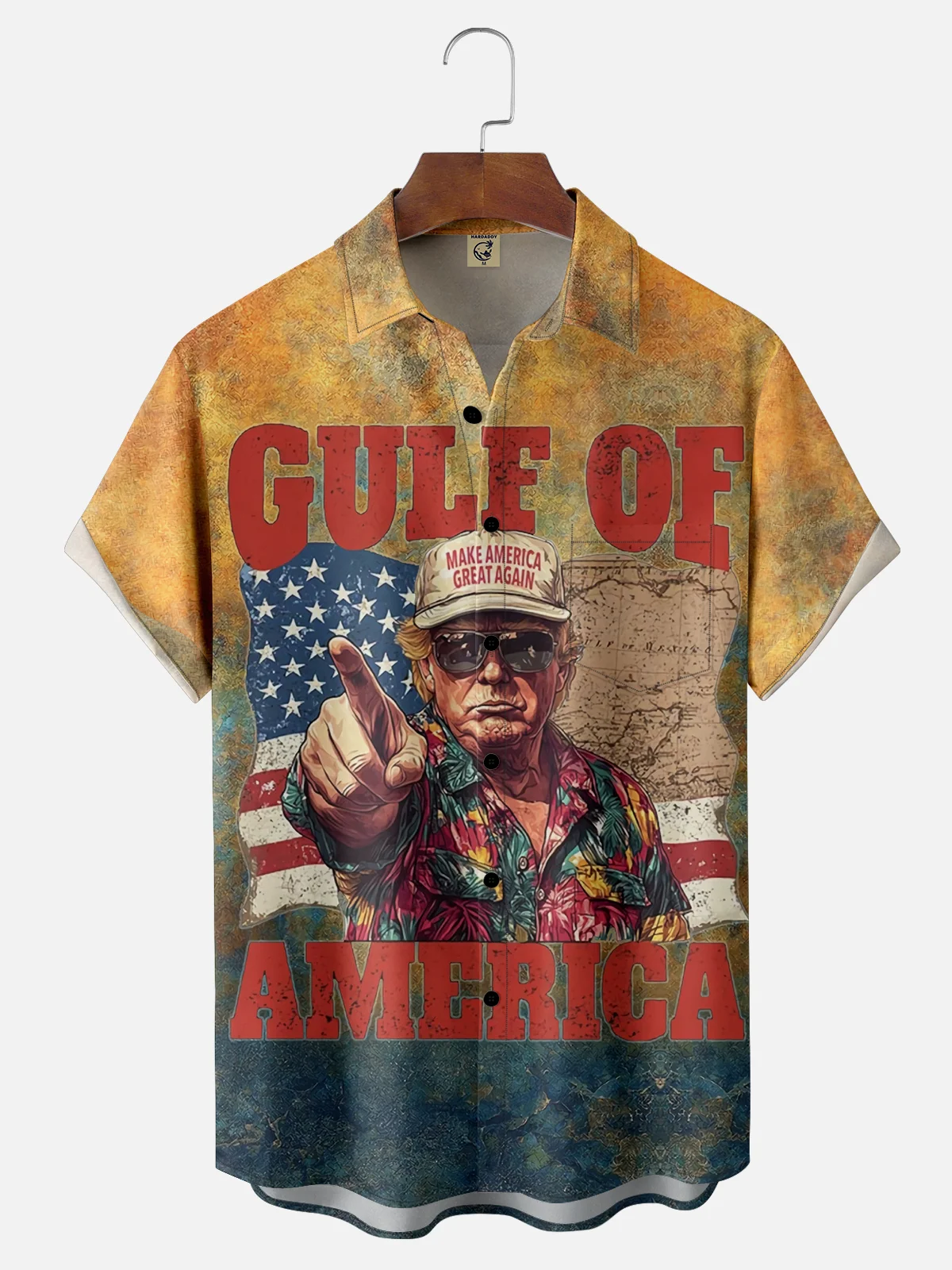 Moisture-wicking Gulf Of America Trump Chest Pocket Hawaiian Shirt