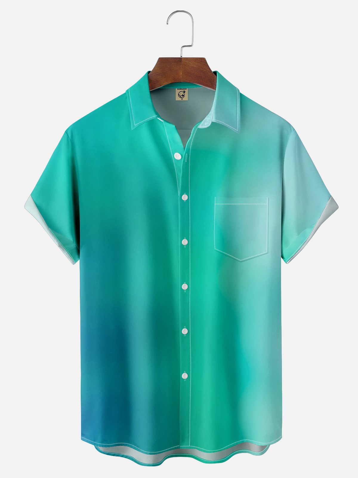 Moisture-wicking Gradient Color Chest Pocket Casual Shirt