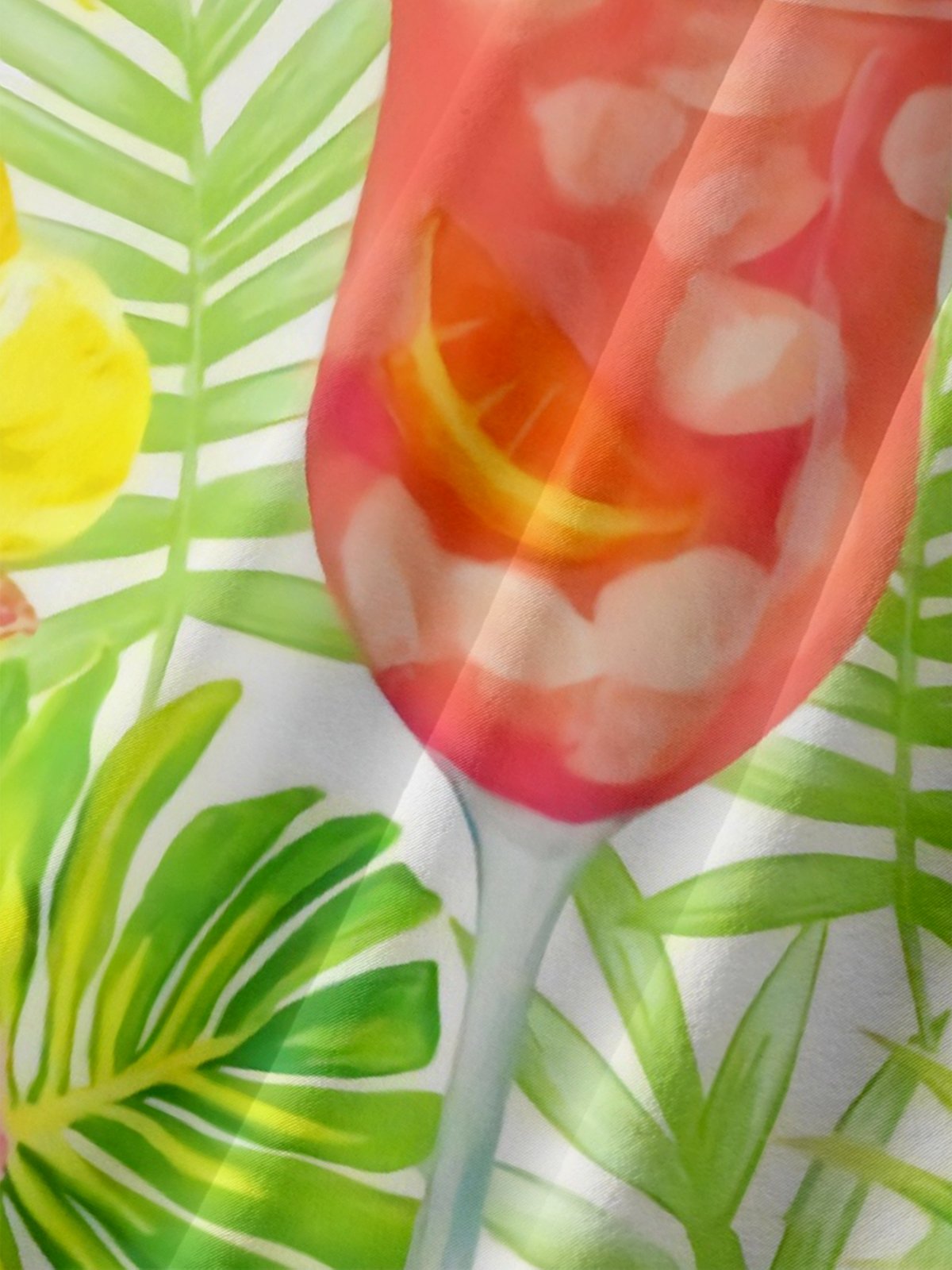Moisture-wicking Flamingo Cocktail Chest Pocket Hawaiian Shirt