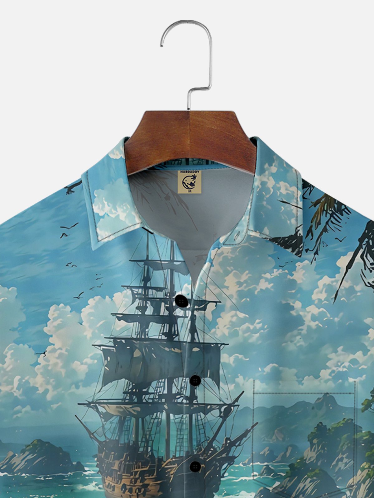 Moisture-wicking Pirate Chest Pocket Hawaiian Shirt