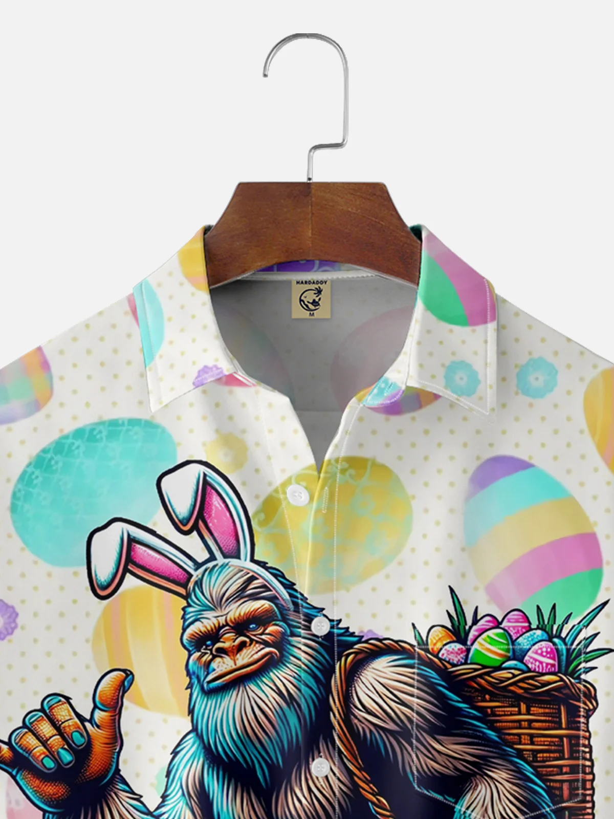 Tall Size Moisture-wicking Easter Egg Bigfoot Chest Pocket Casual Shirt