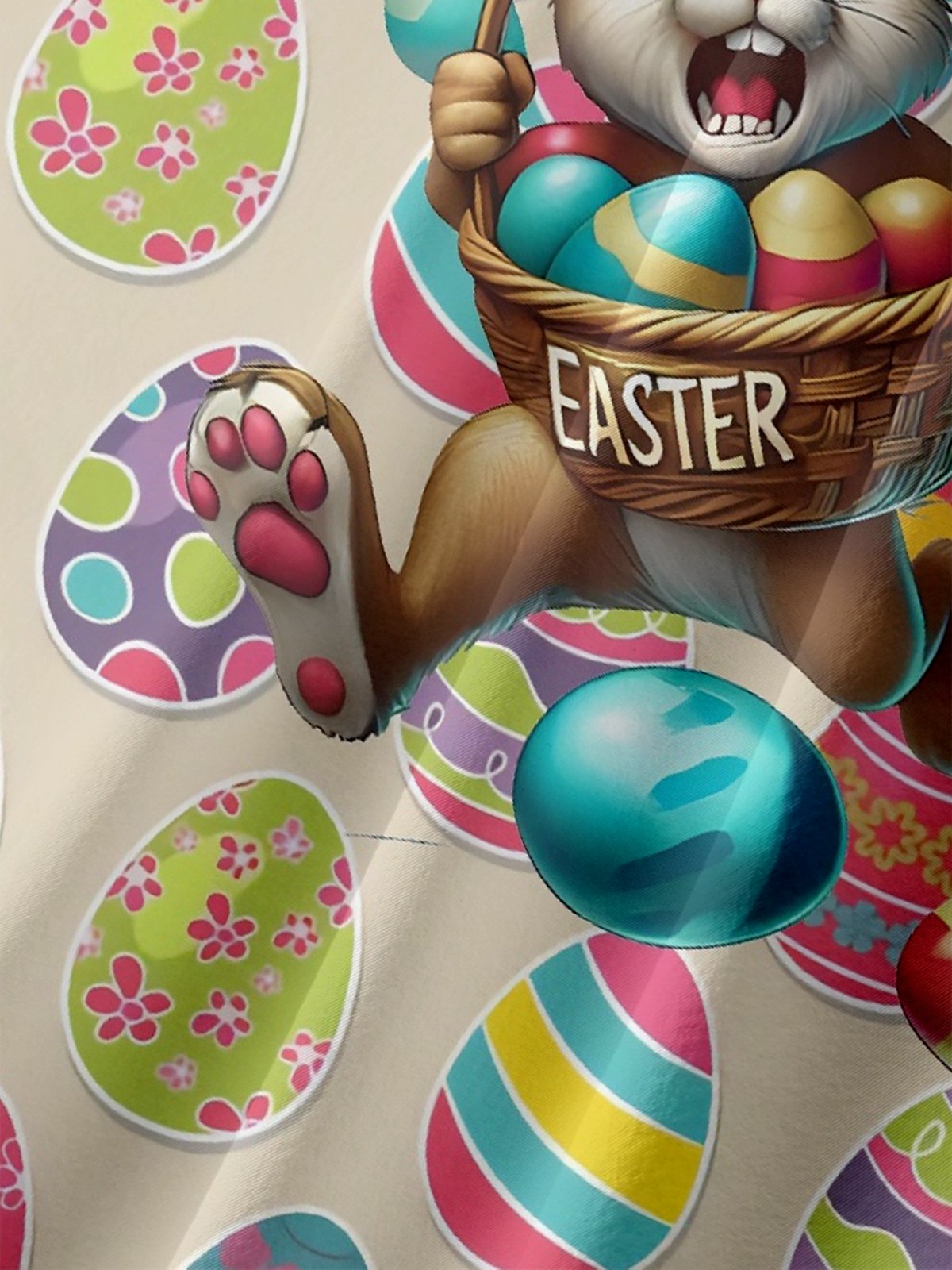 Tall Size Moisture-wicking Easter Dinosaur Rabbit Bunny Eggs Chest Pocket Casual Shirt