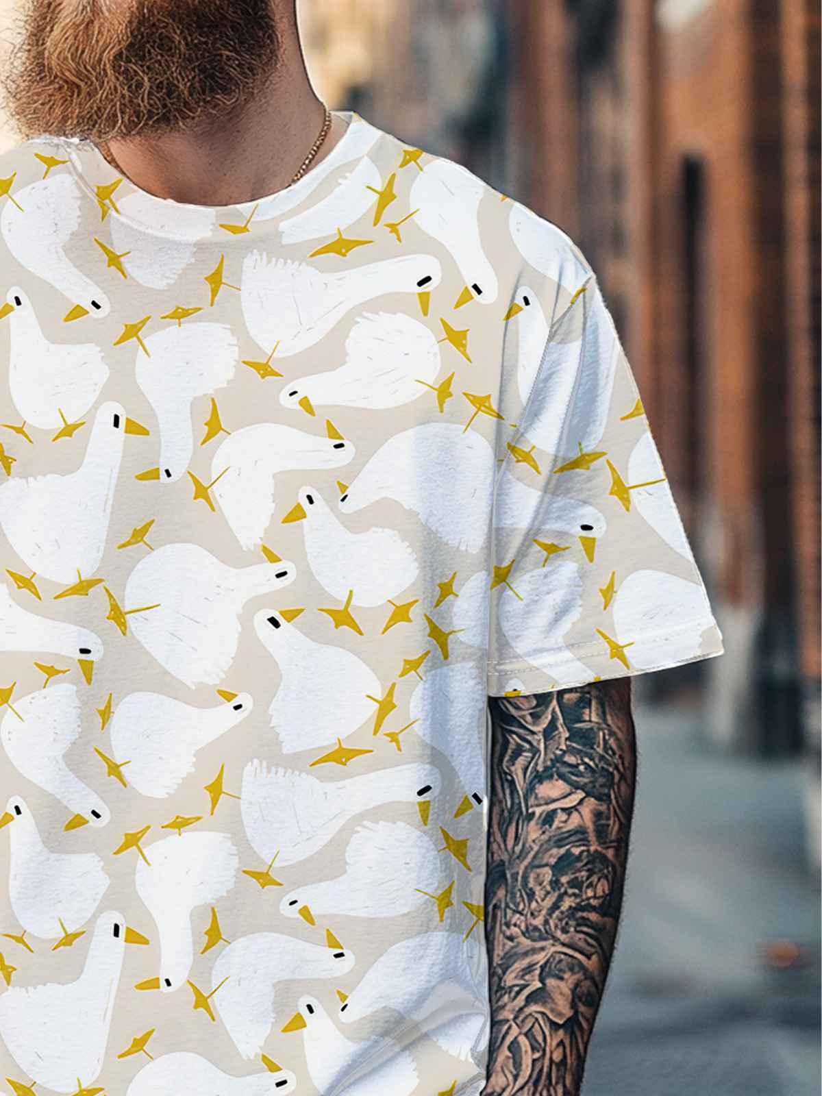 Men's Funny Duck Avant-garde Multicolor Fitted T-shirts