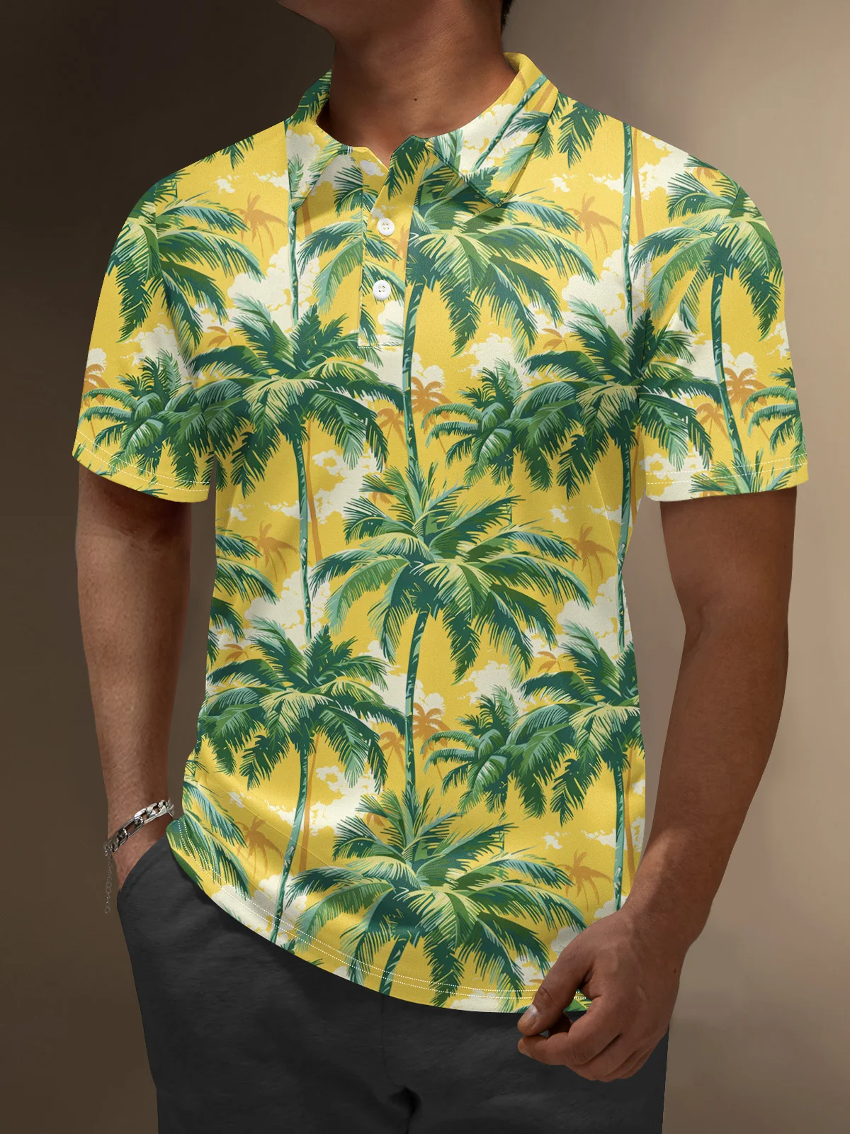 Moisture Wicking Hawaiian Coconut Trees Golf Polo