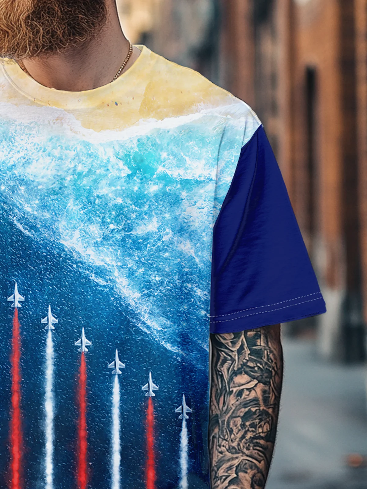 Men's Happy Independence Day American Flag Art Multicolor Fitted T-shirts