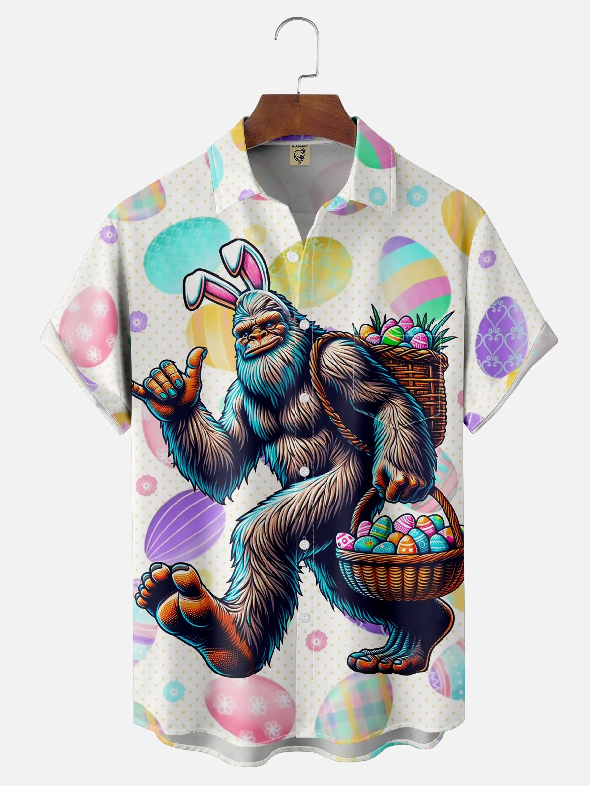 Tall Size Moisture-wicking Easter Egg Bigfoot Chest Pocket Casual Shirt