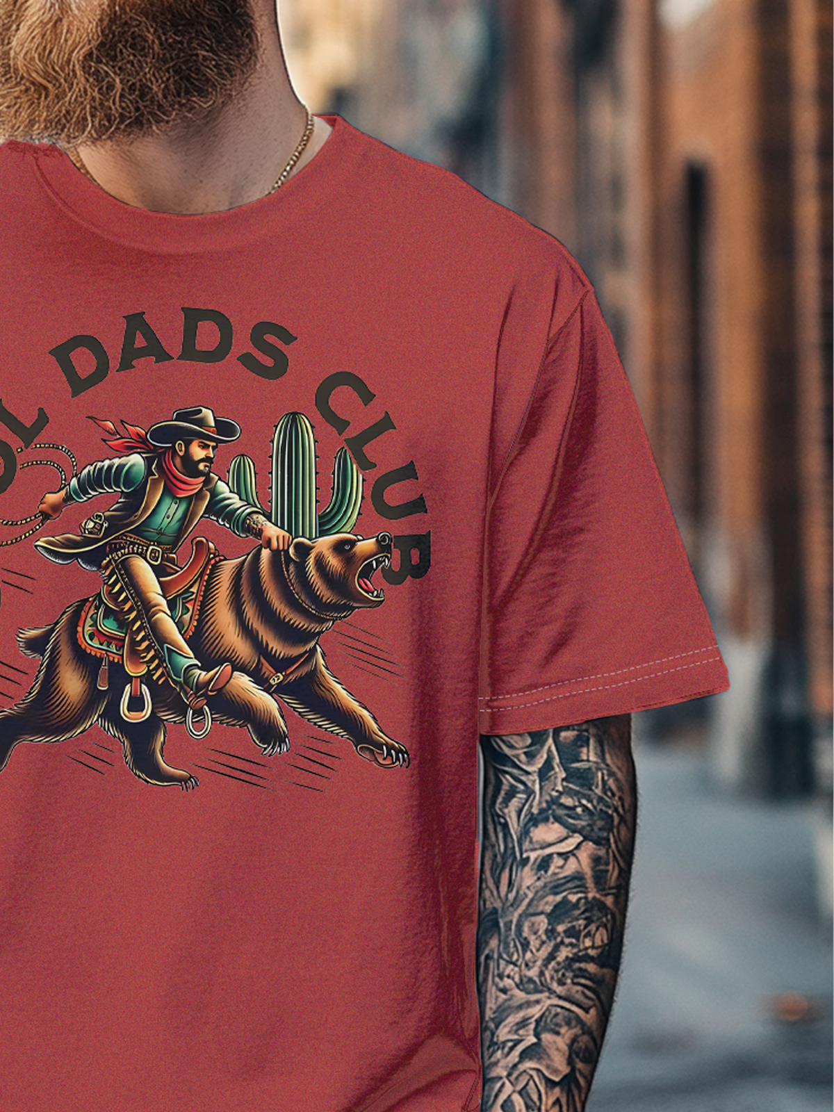 Men's Happy Father's Day "Cool Dad" Denim Multicolor Fitted T-shirts