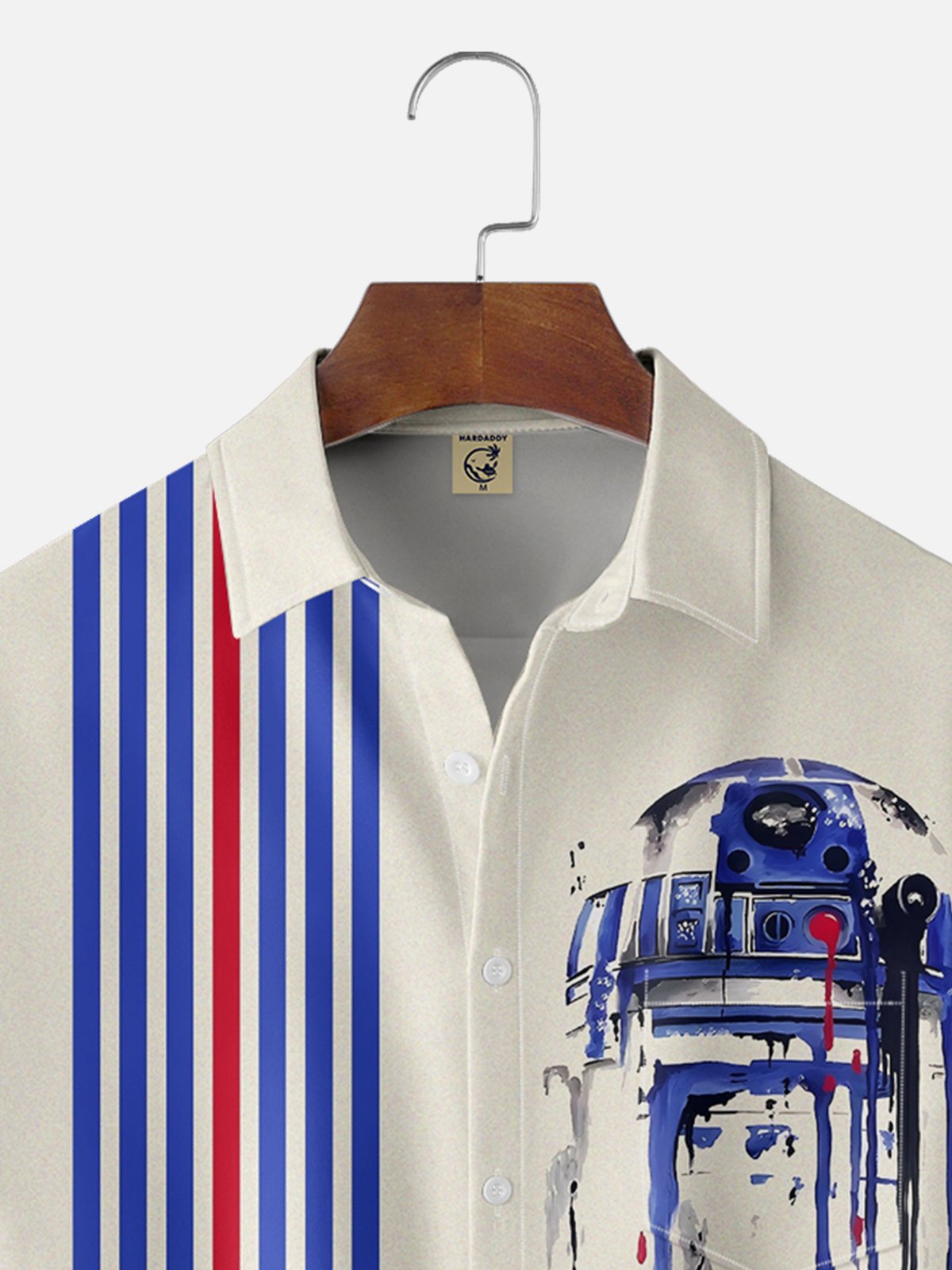 Moisture-wicking Technology Space Robot Star Art Wars Chest Pocket Bowling Shirt