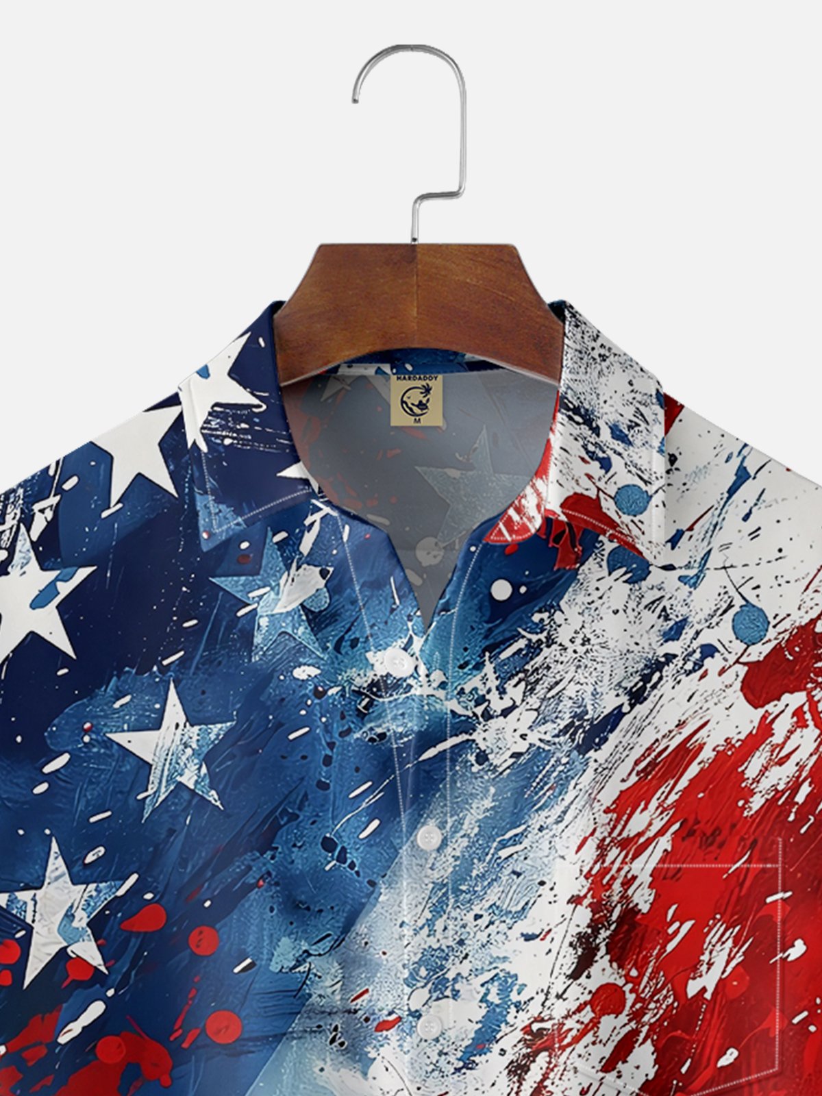 Tall Size Moisture-wicking Independence Day American Flag Abstract Art Chest Pocket Casual Shirt