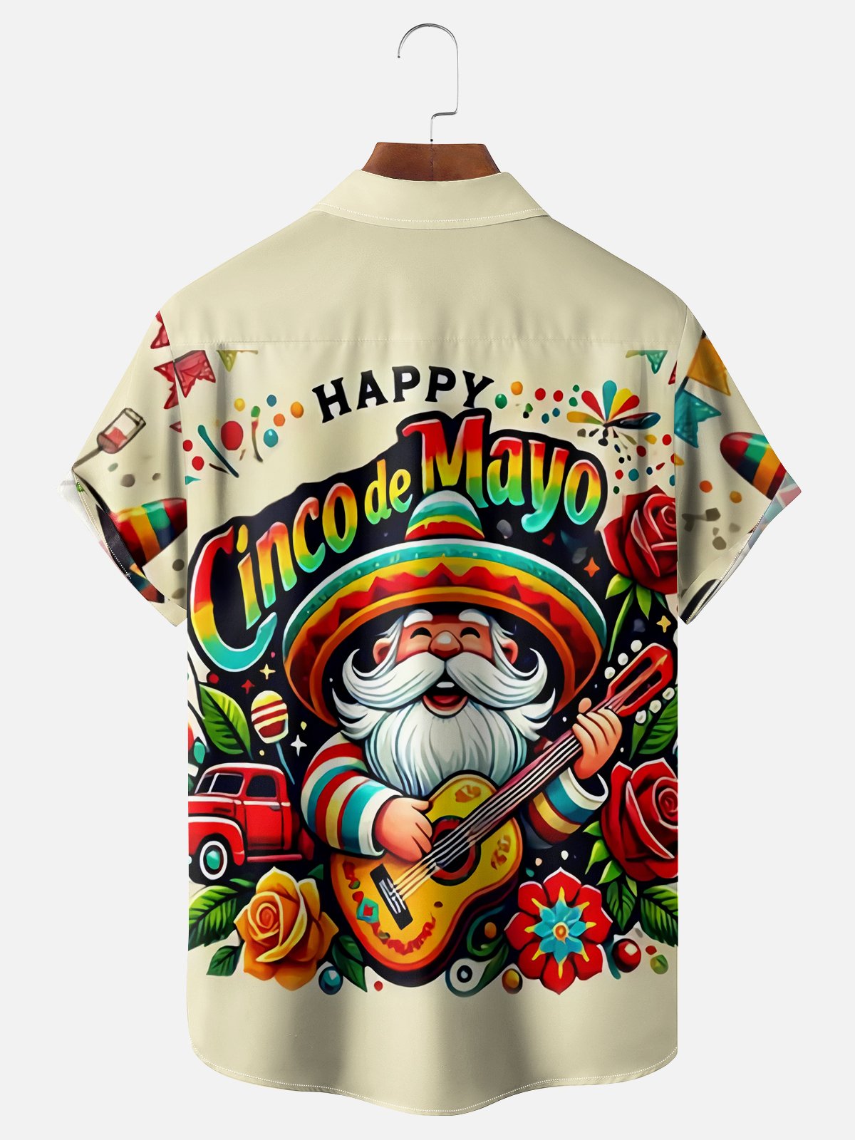 Moisture Wicking Cinco De Mayo Big Hat Gnome Chest Pocket Hawaiian Shirt