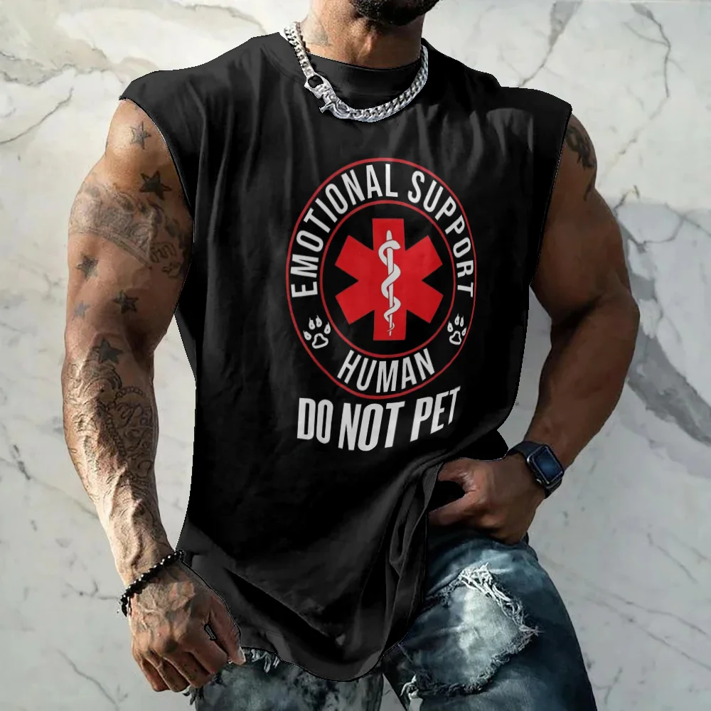 Mens Crewneck Tank Tops Do Not Pet Beach Sleeveless Shirt