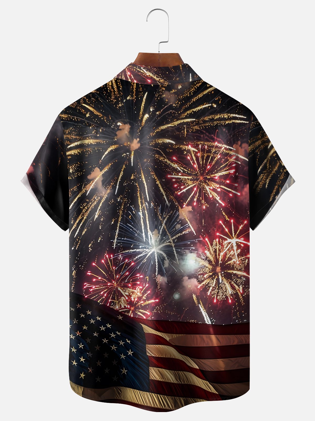 Moisture Wicking American Flag Chest Pocket Hawaii Shirt