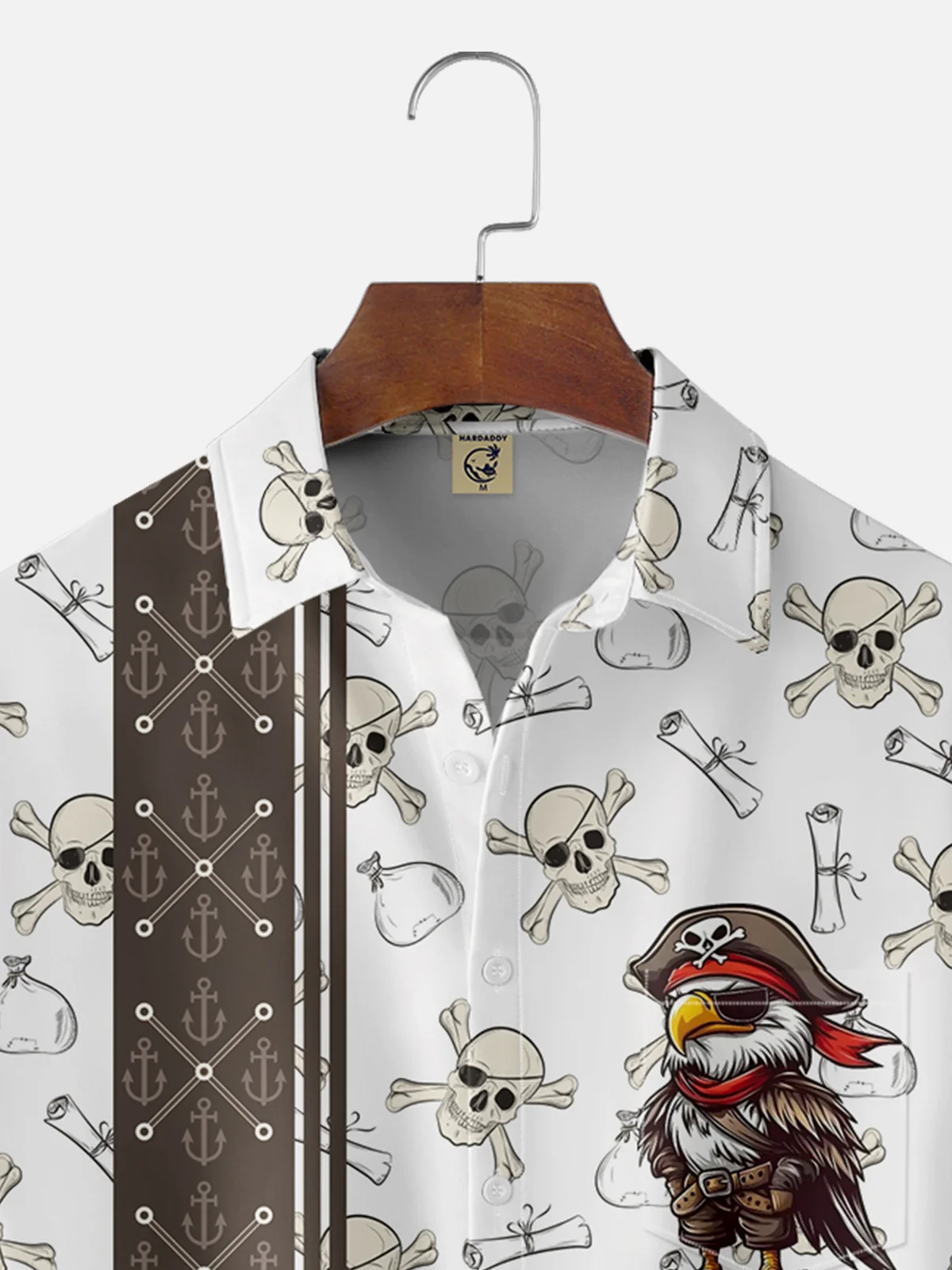 Moisture-wicking Pirate Parrot Chest Pocket Hawaiian Shirt
