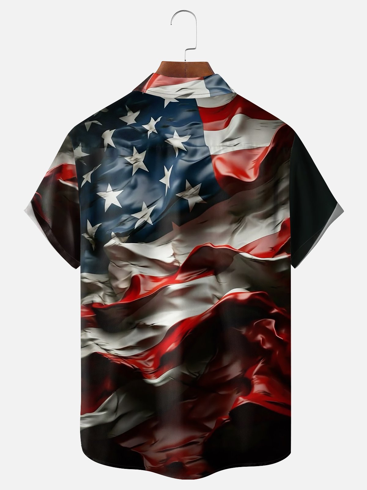 Moisture-wicking American Flag Flying Art Independence Day Chest Pocket Casual Shirt