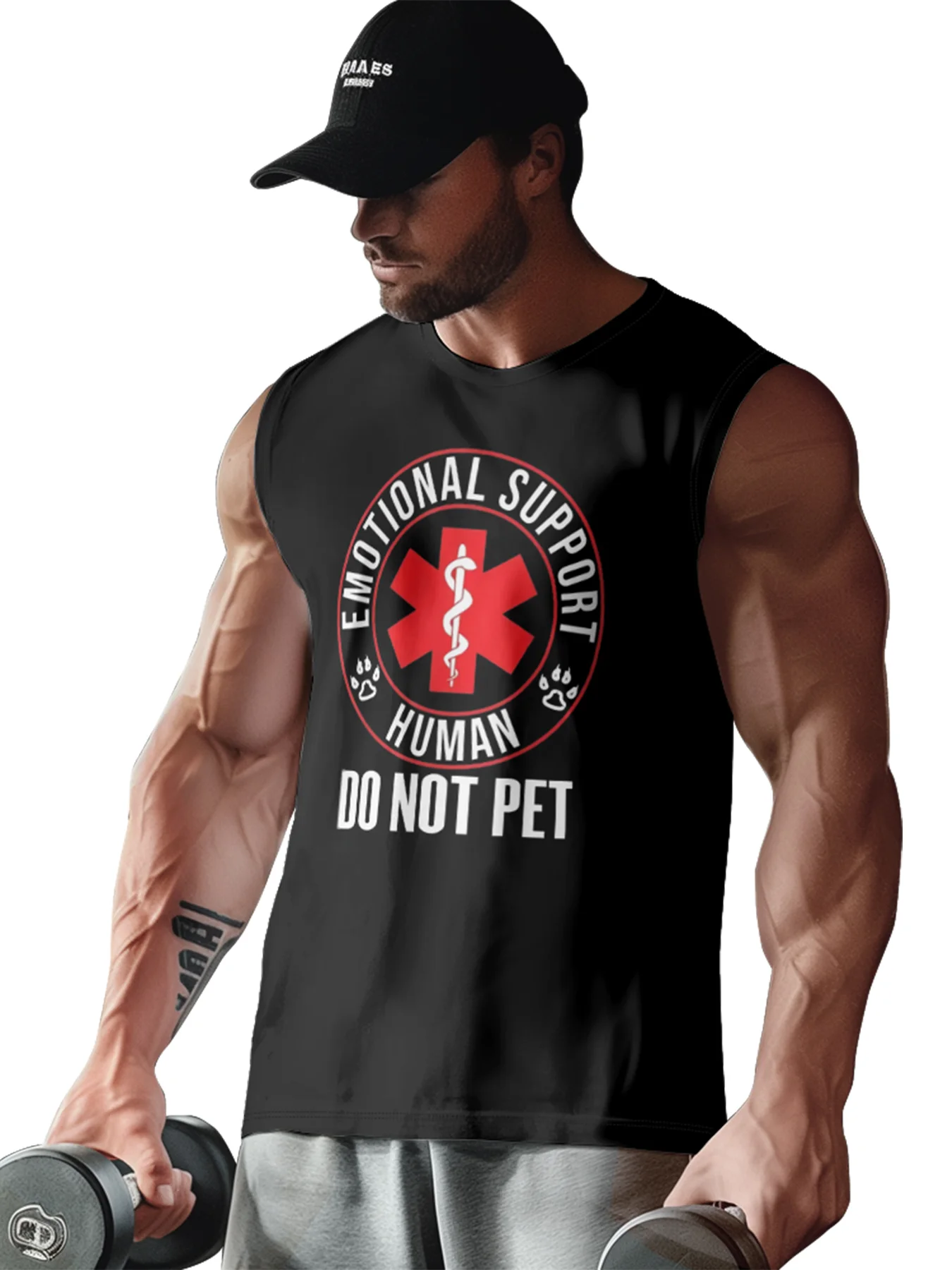 Mens Crewneck Tank Tops Do Not Pet Beach Sleeveless Shirt