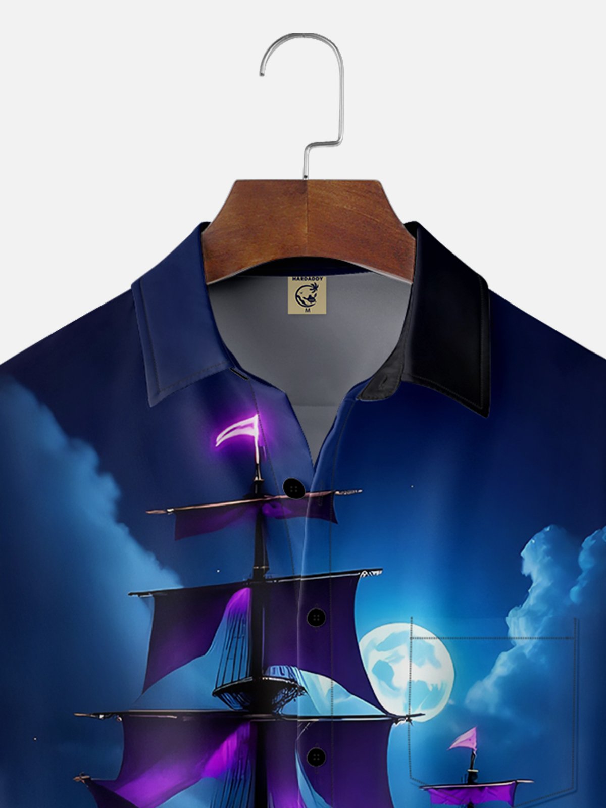 Moisture-wicking Fantasy Pirate Ship Chest Pocket Casual Shirt