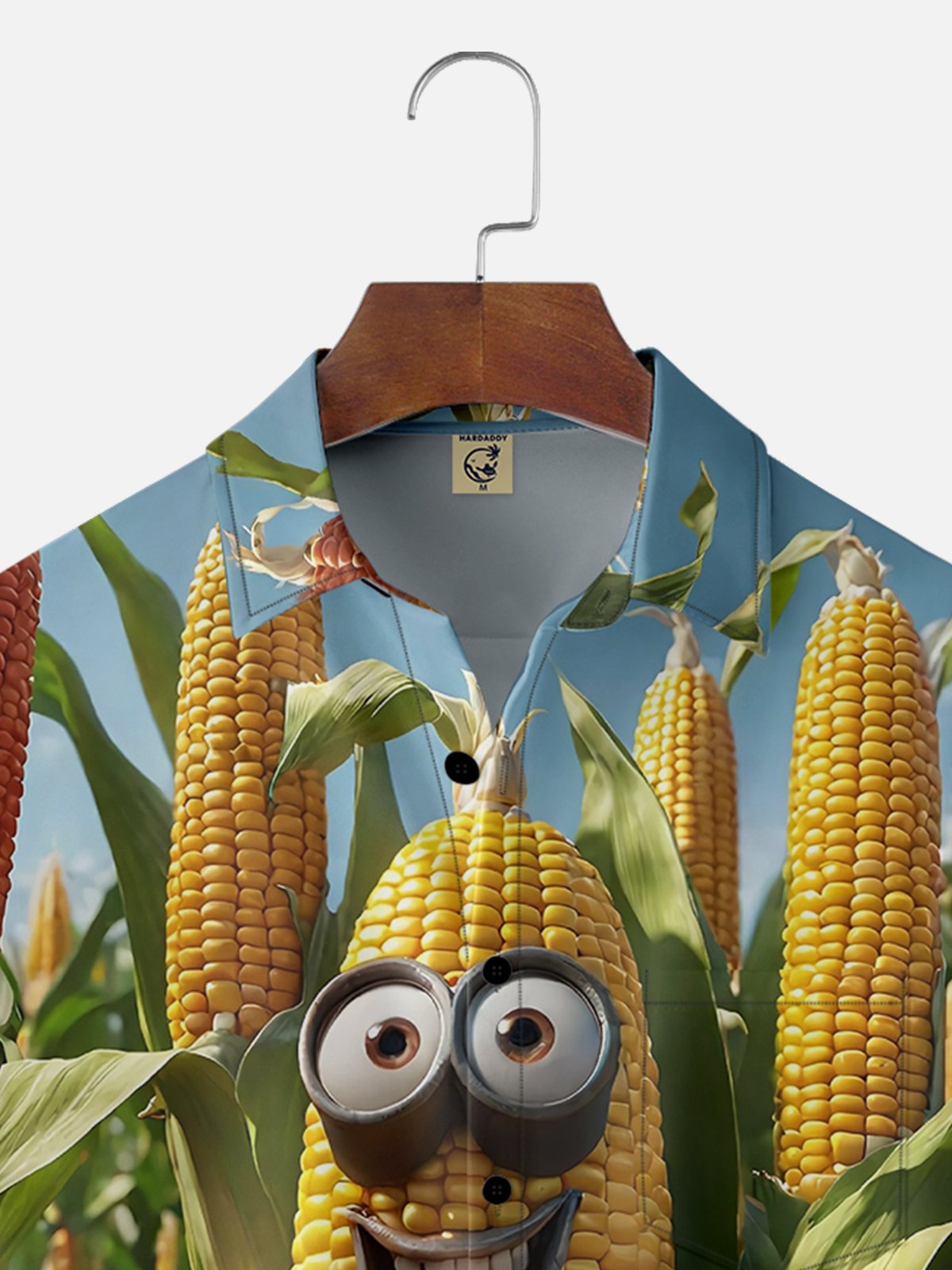 Moisture-wicking Funny Big Eye Corn Chest Pocket Hawaiian Shirt