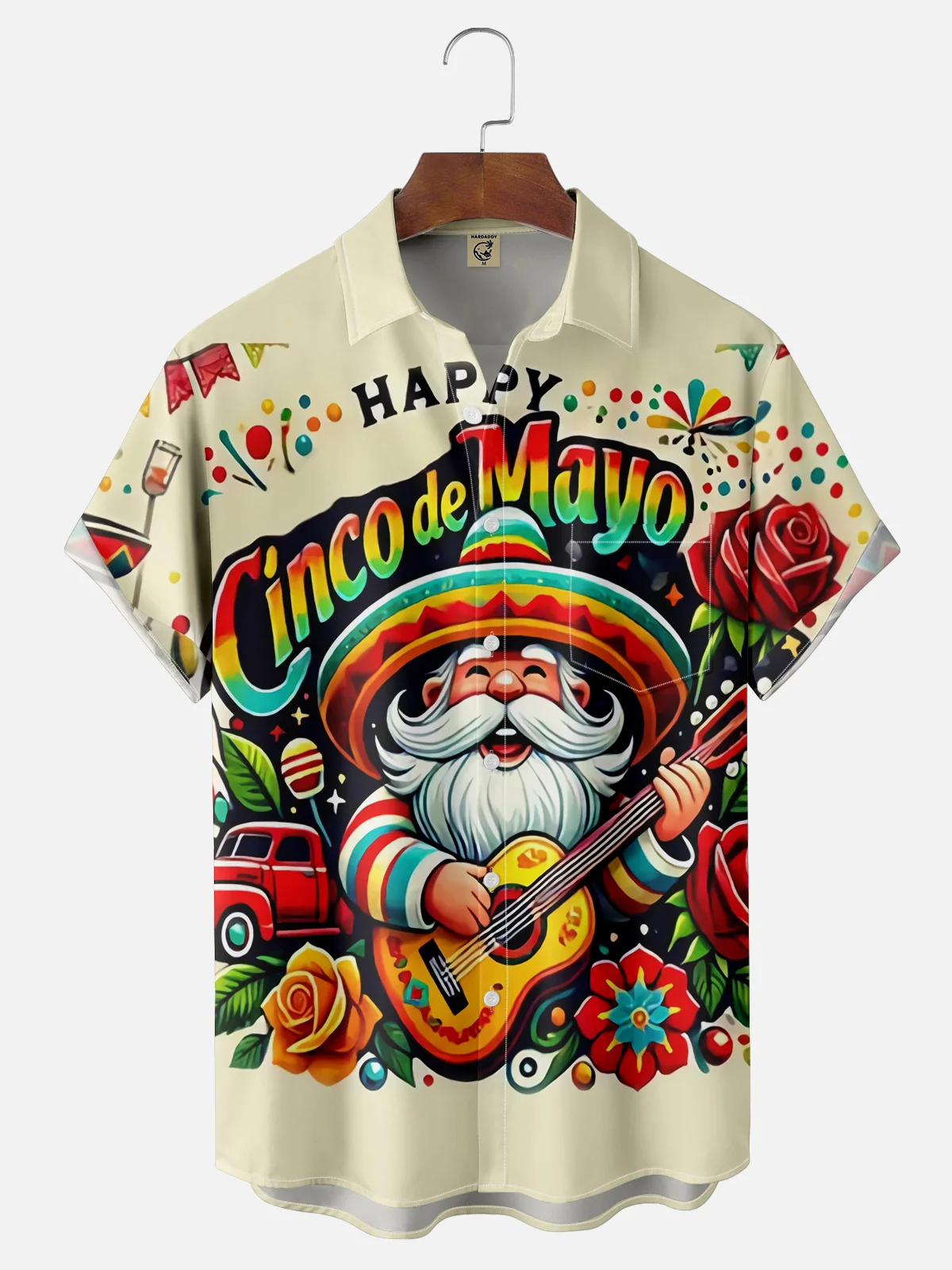 Moisture Wicking Cinco De Mayo Big Hat Gnome Chest Pocket Hawaiian Shirt