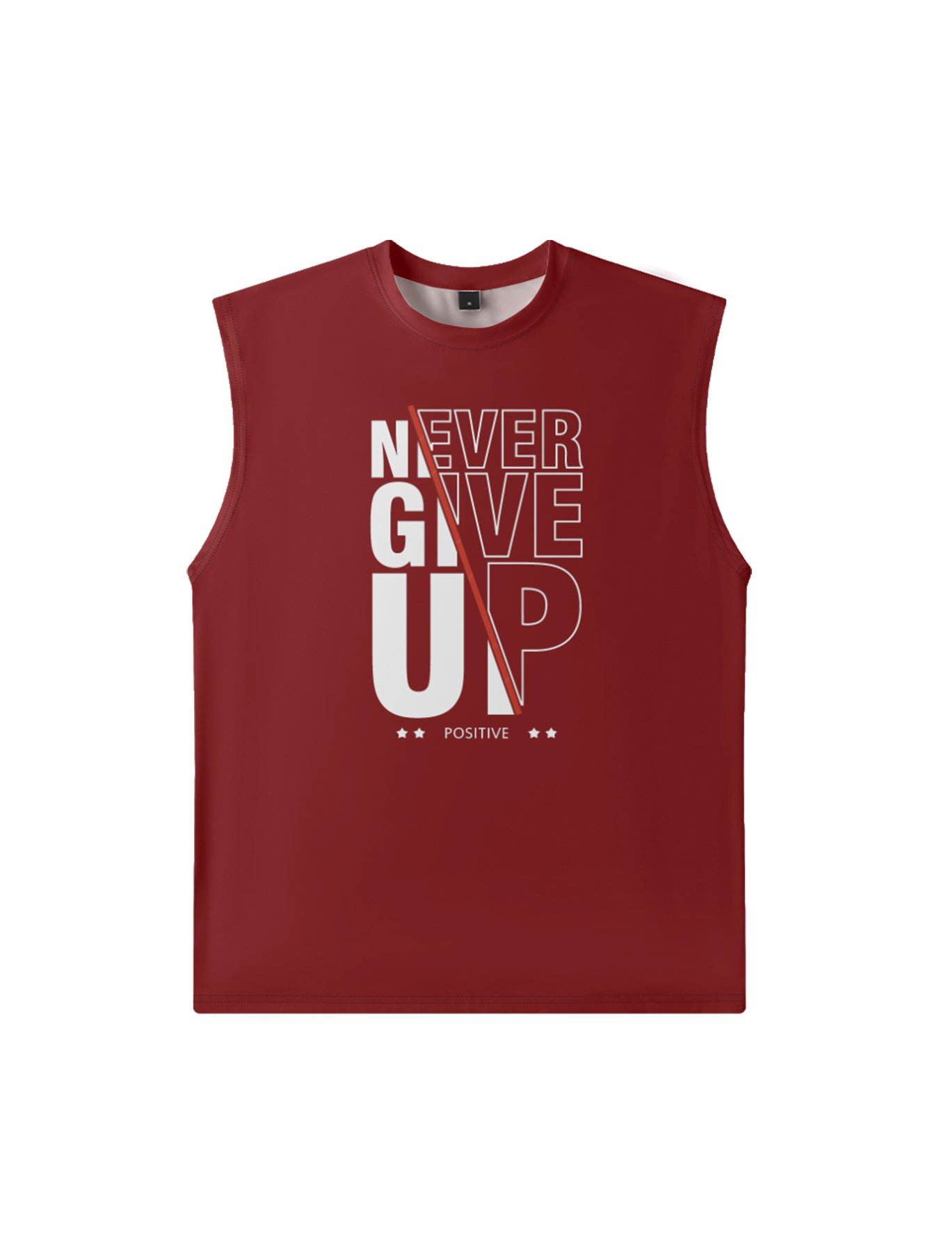 Mens Crewneck Tank Tops Never Give Up Beach Sleeveless Shirt