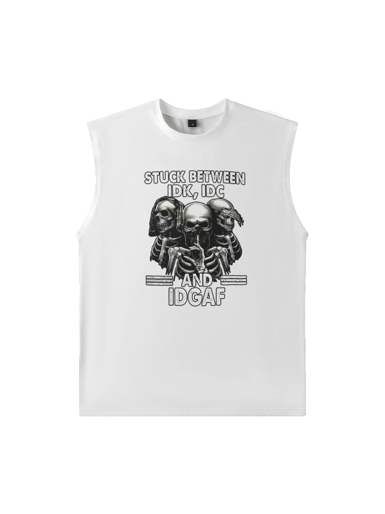 Mens Crewneck Tank Tops IDK IDC IDGAF Beach Sleeveless Shirt