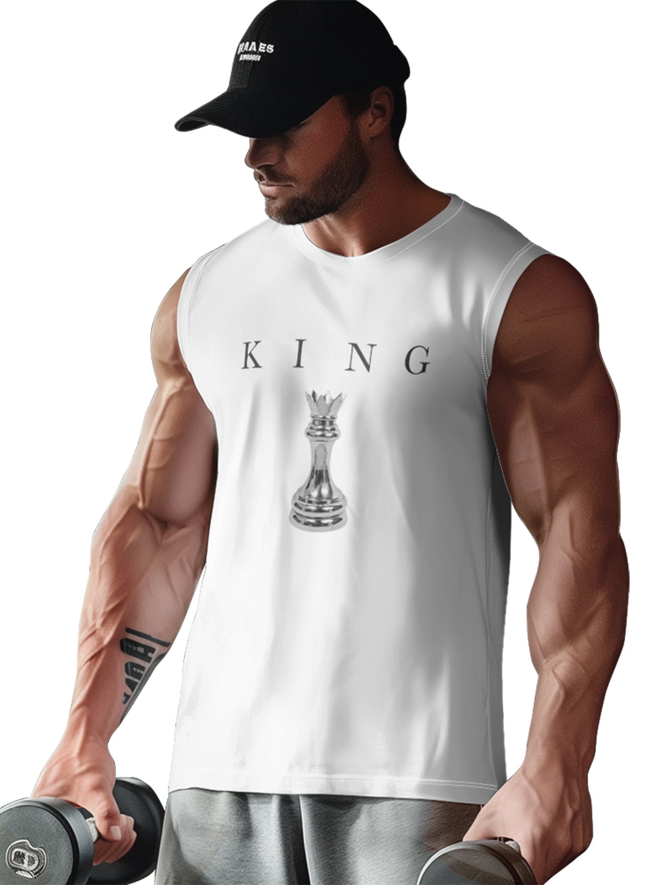 Mens Crewneck Tank Tops Chess King Beach Sleeveless Shirt