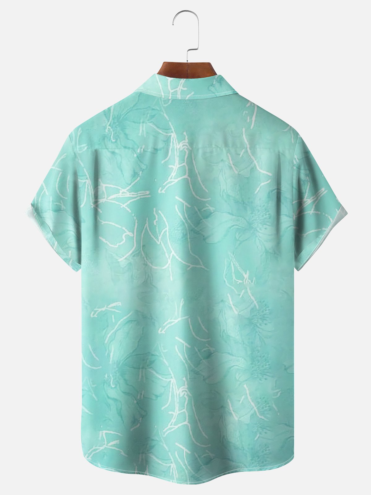 Moisture Wicking Geometric Stripes Chest Pocket Hawaiian Shirt