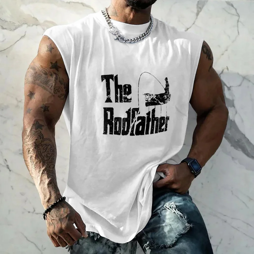 Mens Crewneck Tank Tops The Rodfather Beach Sleeveless Shirt