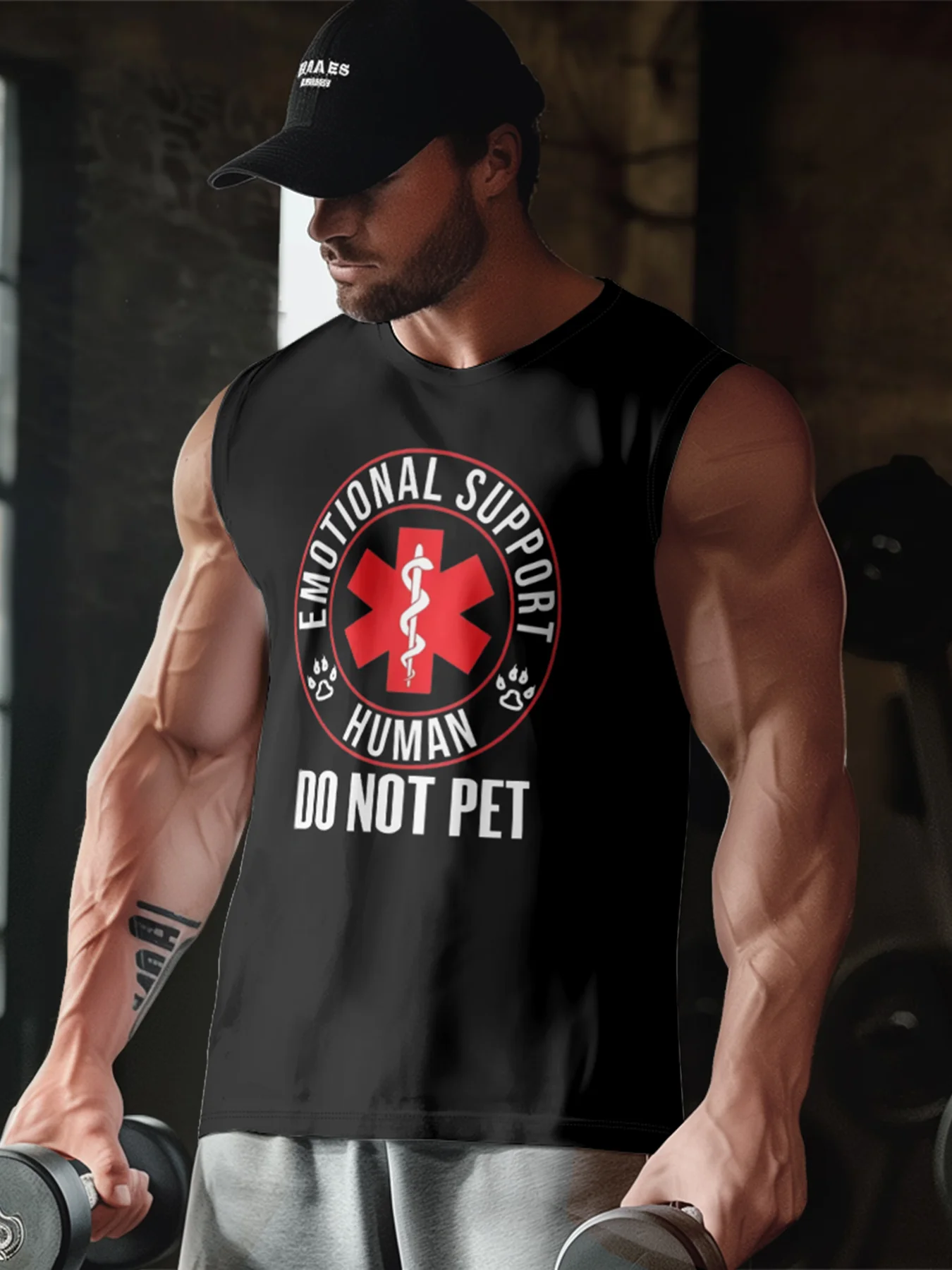 Mens Crewneck Tank Tops Do Not Pet Beach Sleeveless Shirt