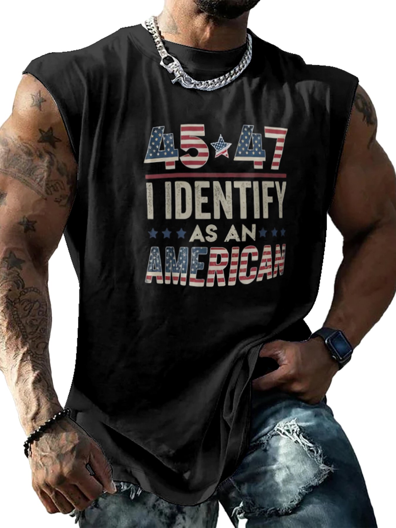 Mens Crewneck Tank Tops 45 47 American Beach Sleeveless Shirt