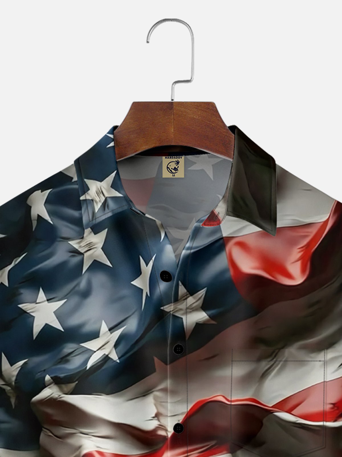 Moisture-wicking American Flag Flying Art Independence Day Chest Pocket Casual Shirt