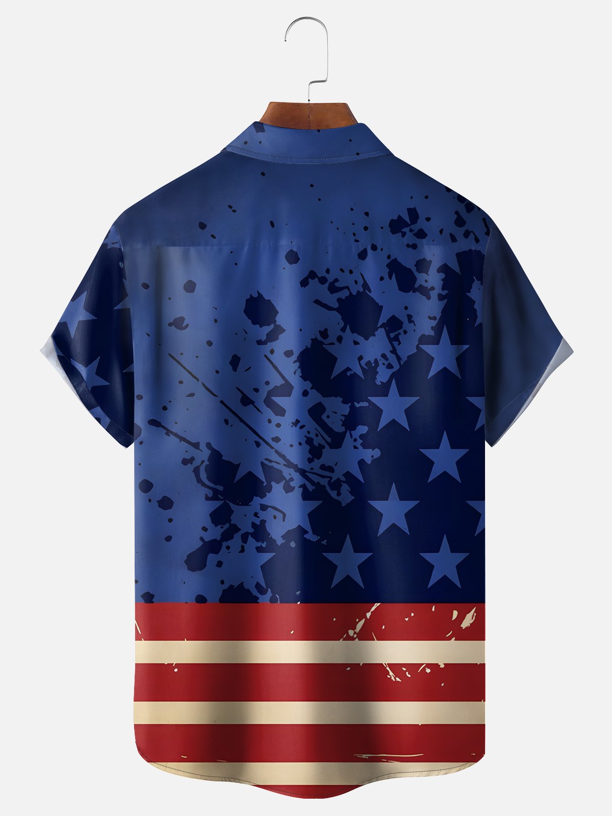 Moisture-wicking Independence Day Rooster American Flag Chest Pocket Casual Shirt