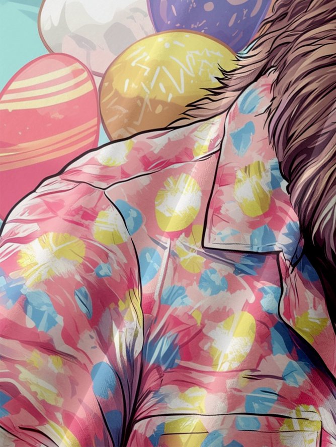 Tall Size Moisture-wicking Easter Bigfoot Bunny Chest Pocket Casual Shirt