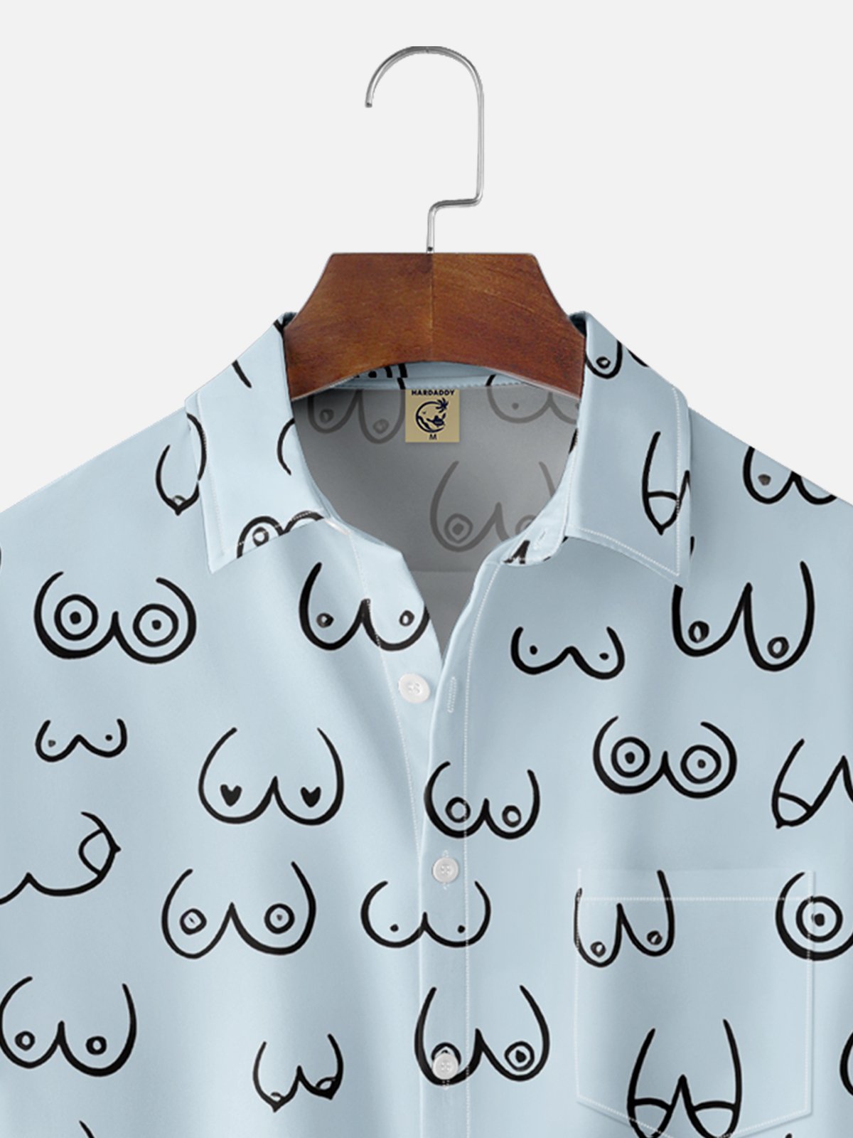 Tall Size Moisture-wicking Art Boobs Chest Pocket Casual Shirt