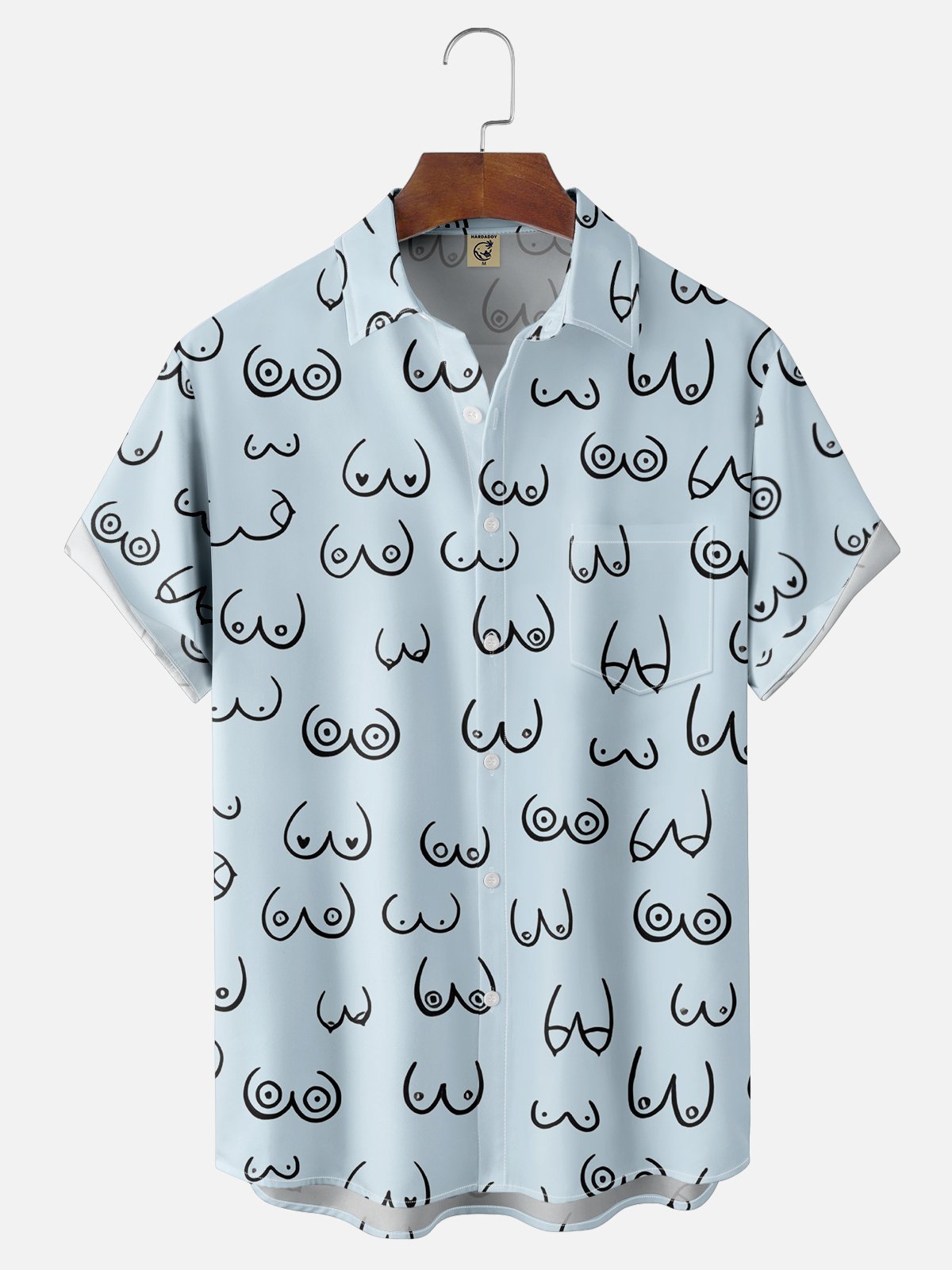Tall Size Moisture-wicking Art Boobs Chest Pocket Casual Shirt